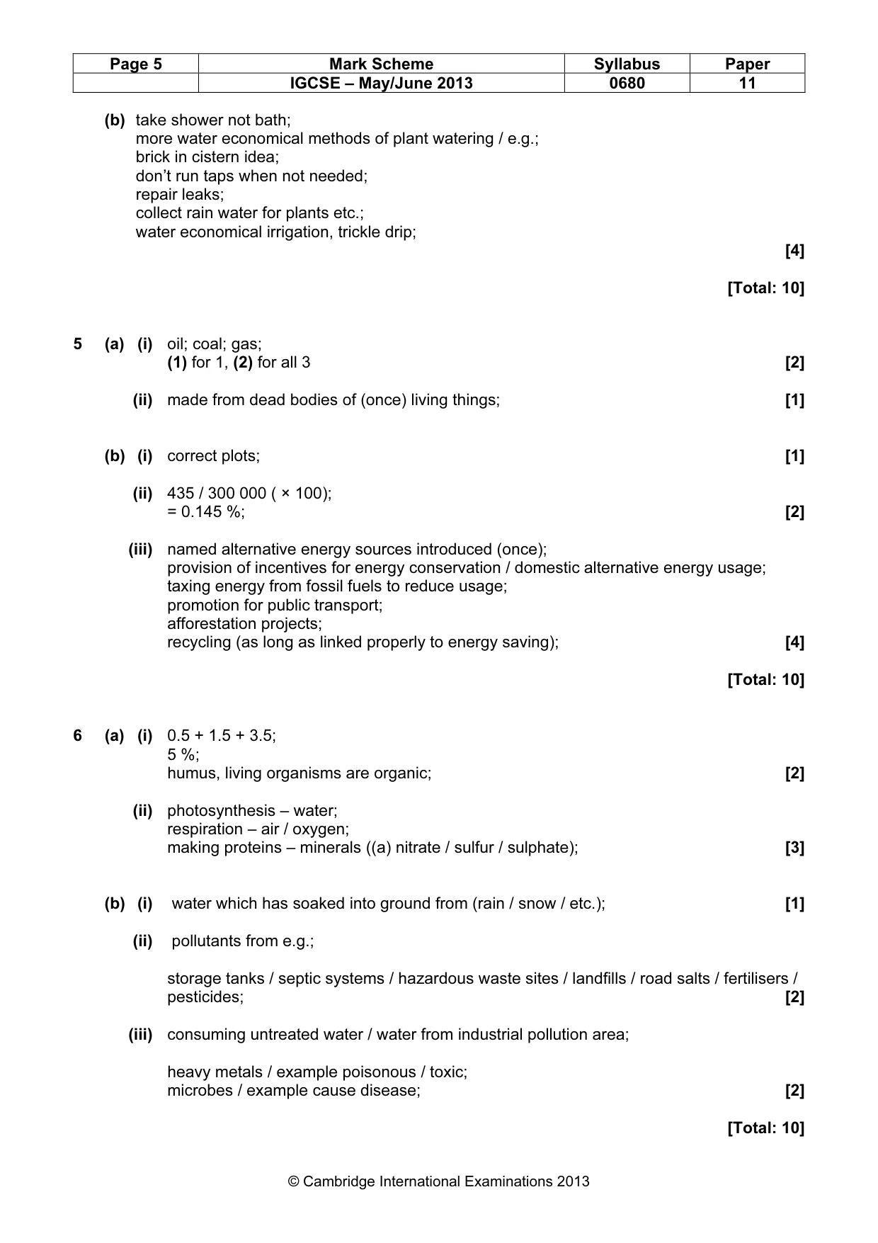 Mark scheme, page 5 of 5