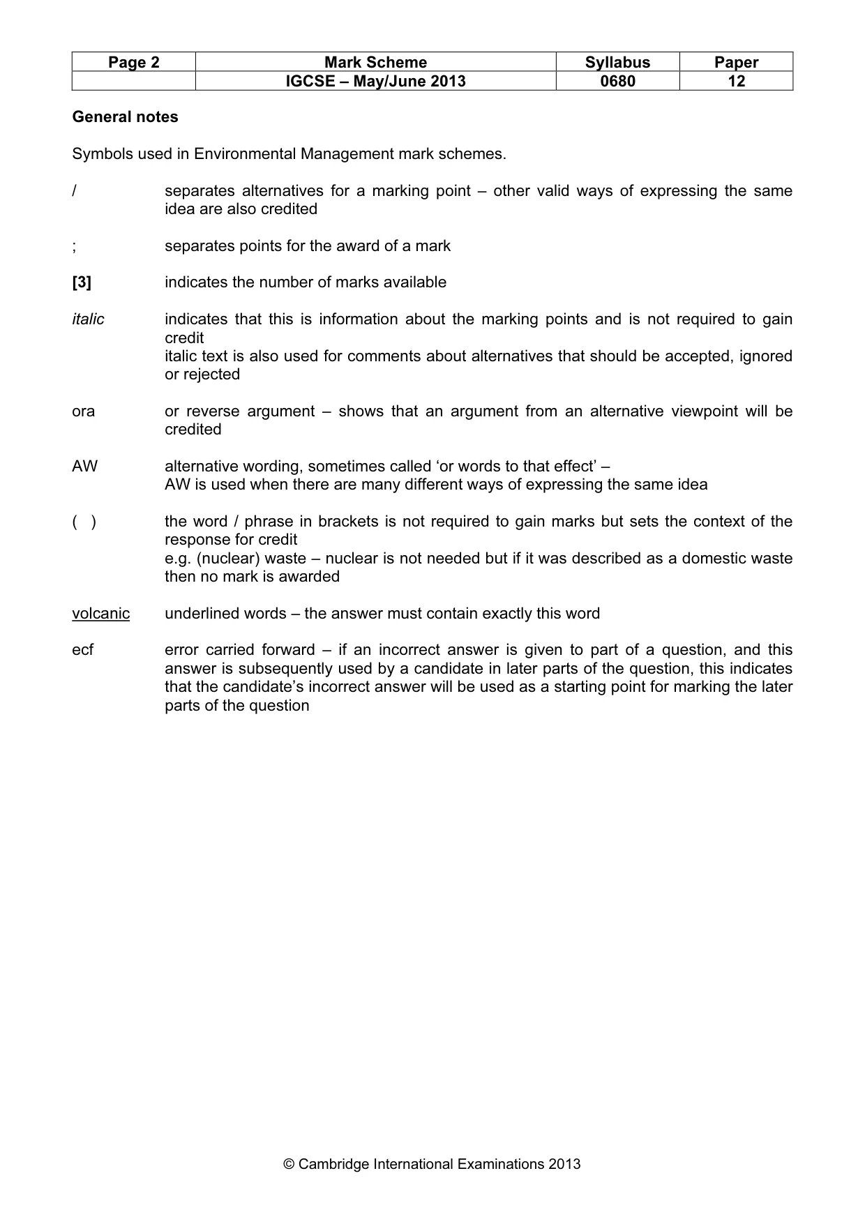 Mark scheme, page 2 of 7