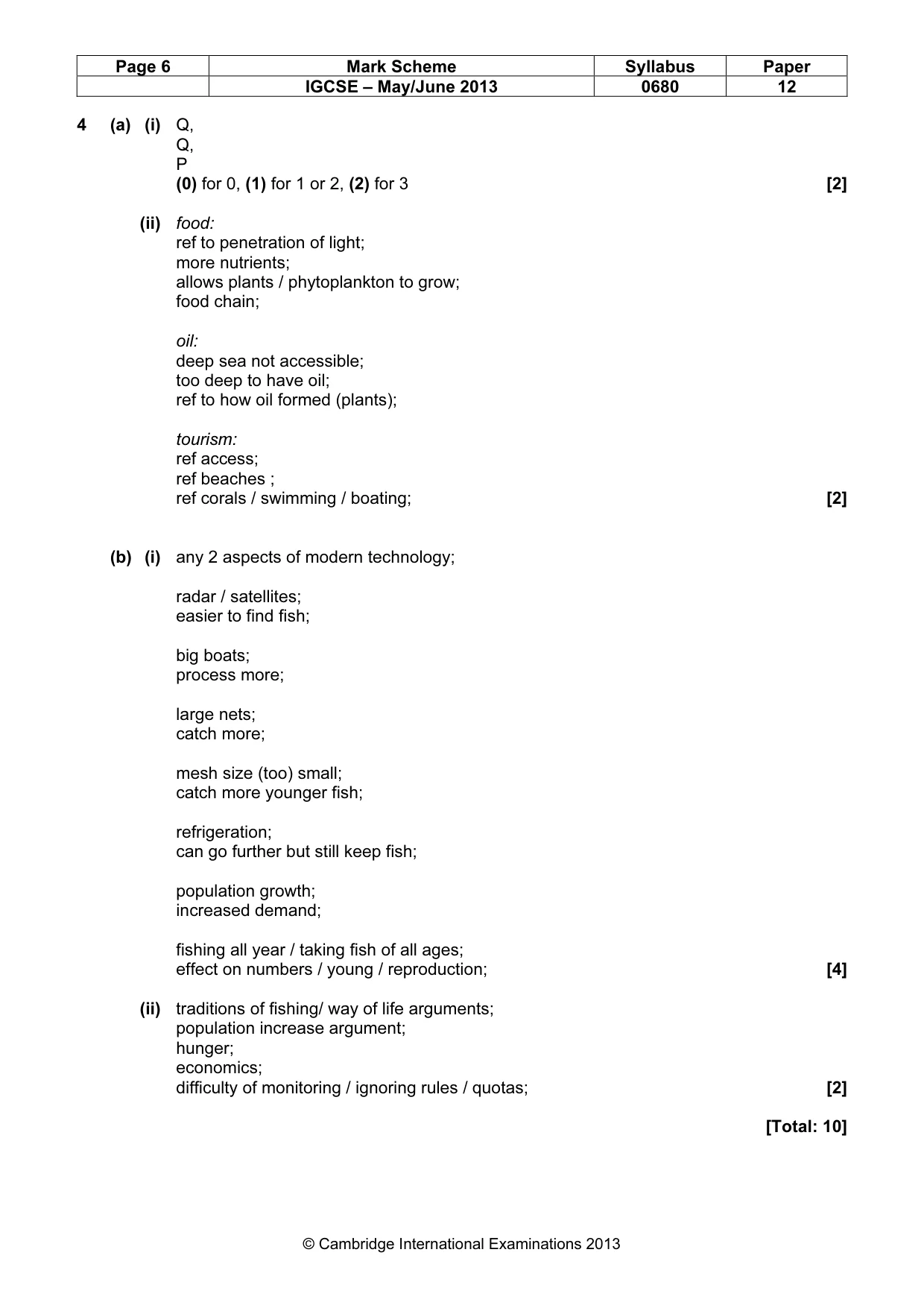 Mark scheme, page 6 of 7