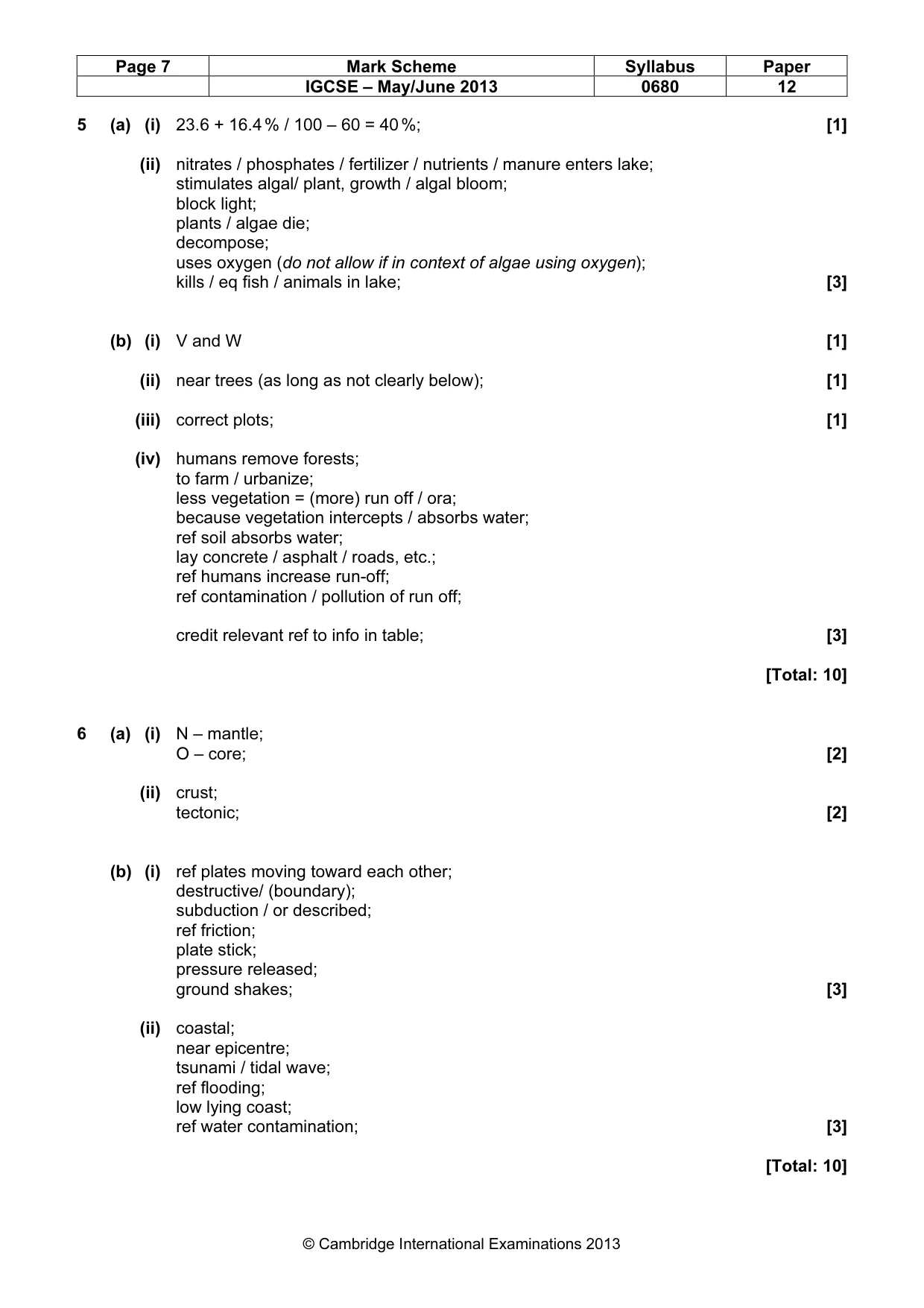Mark scheme, page 7 of 7