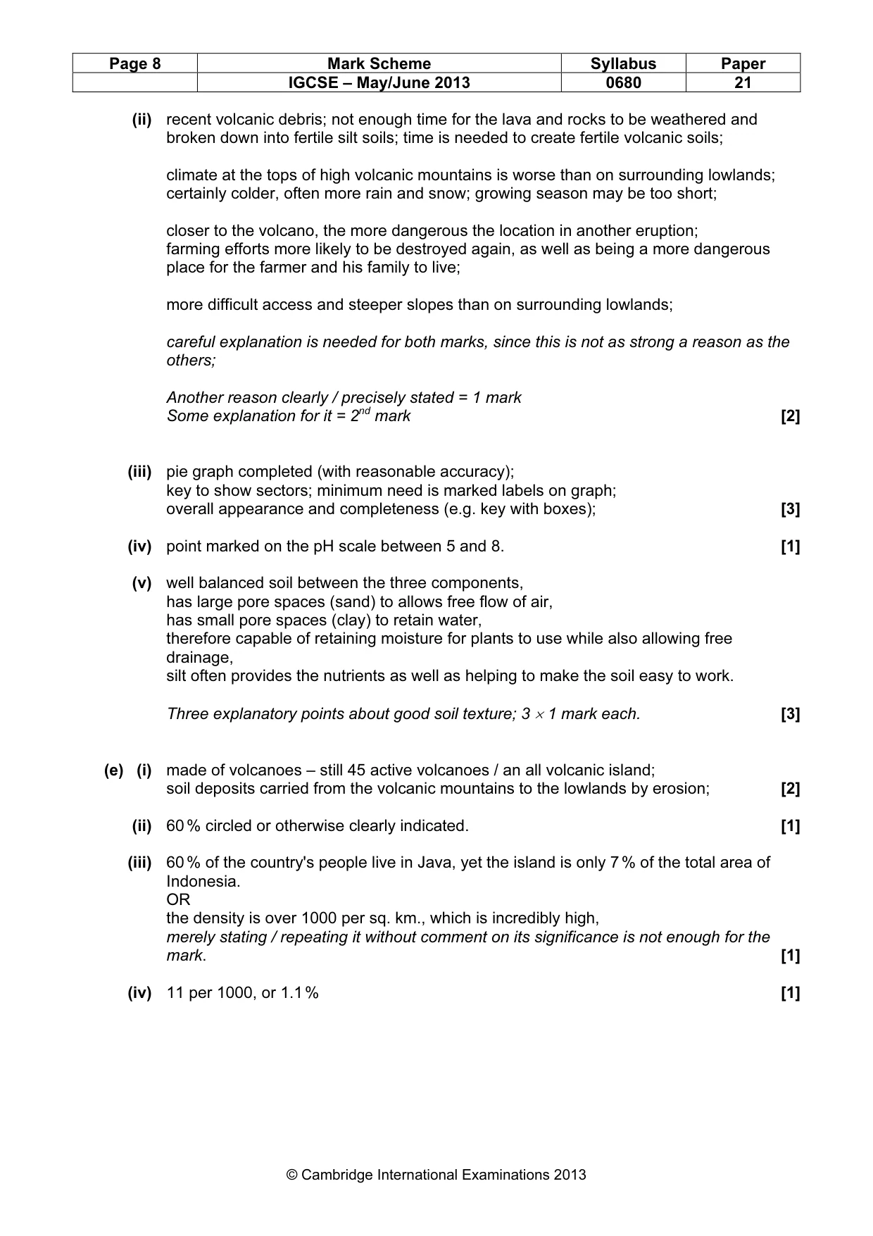 Mark scheme, page 8 of 9