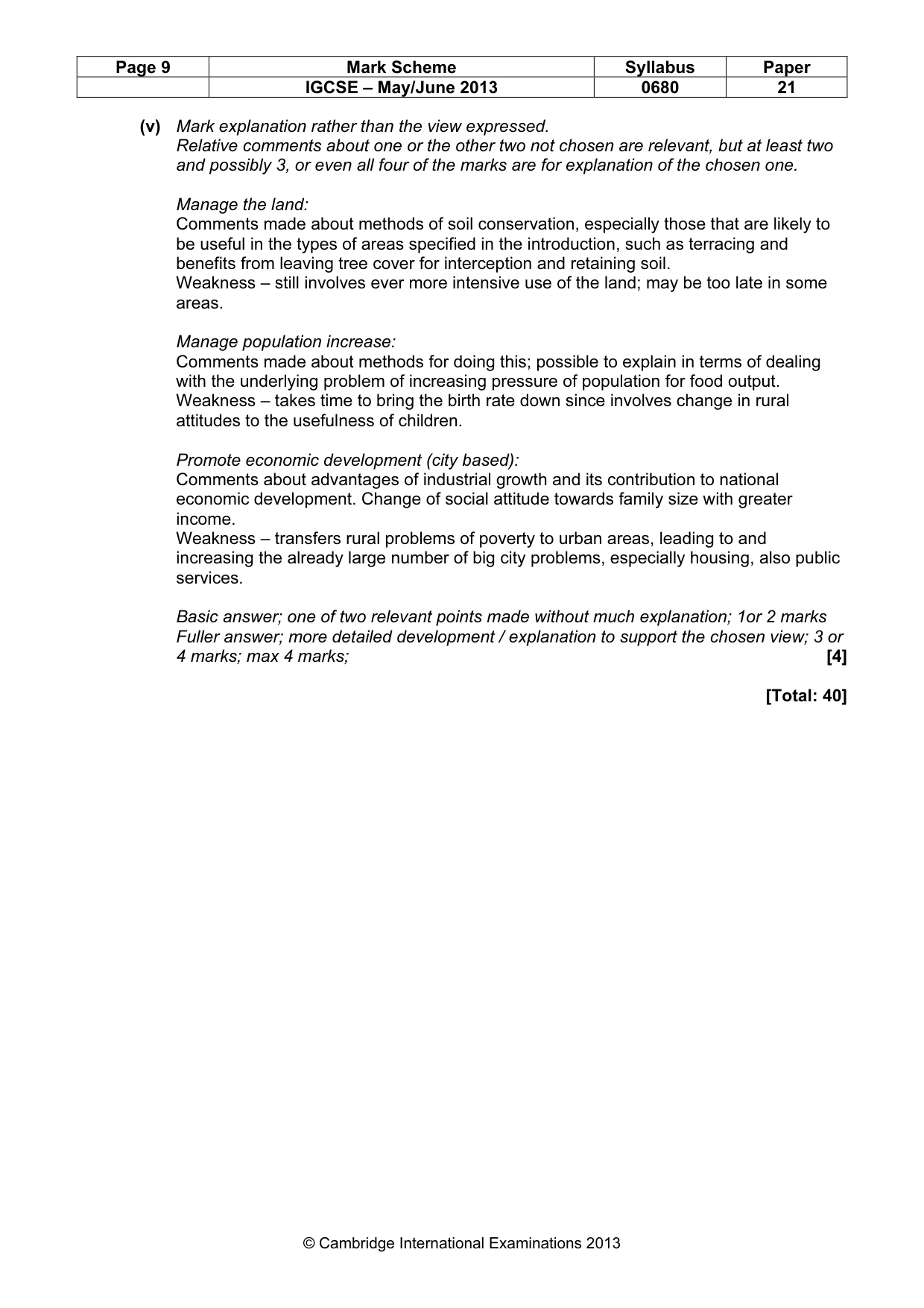 Mark scheme, page 9 of 9