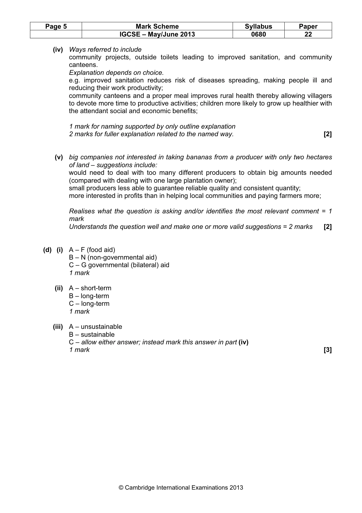 Mark scheme, page 5 of 11