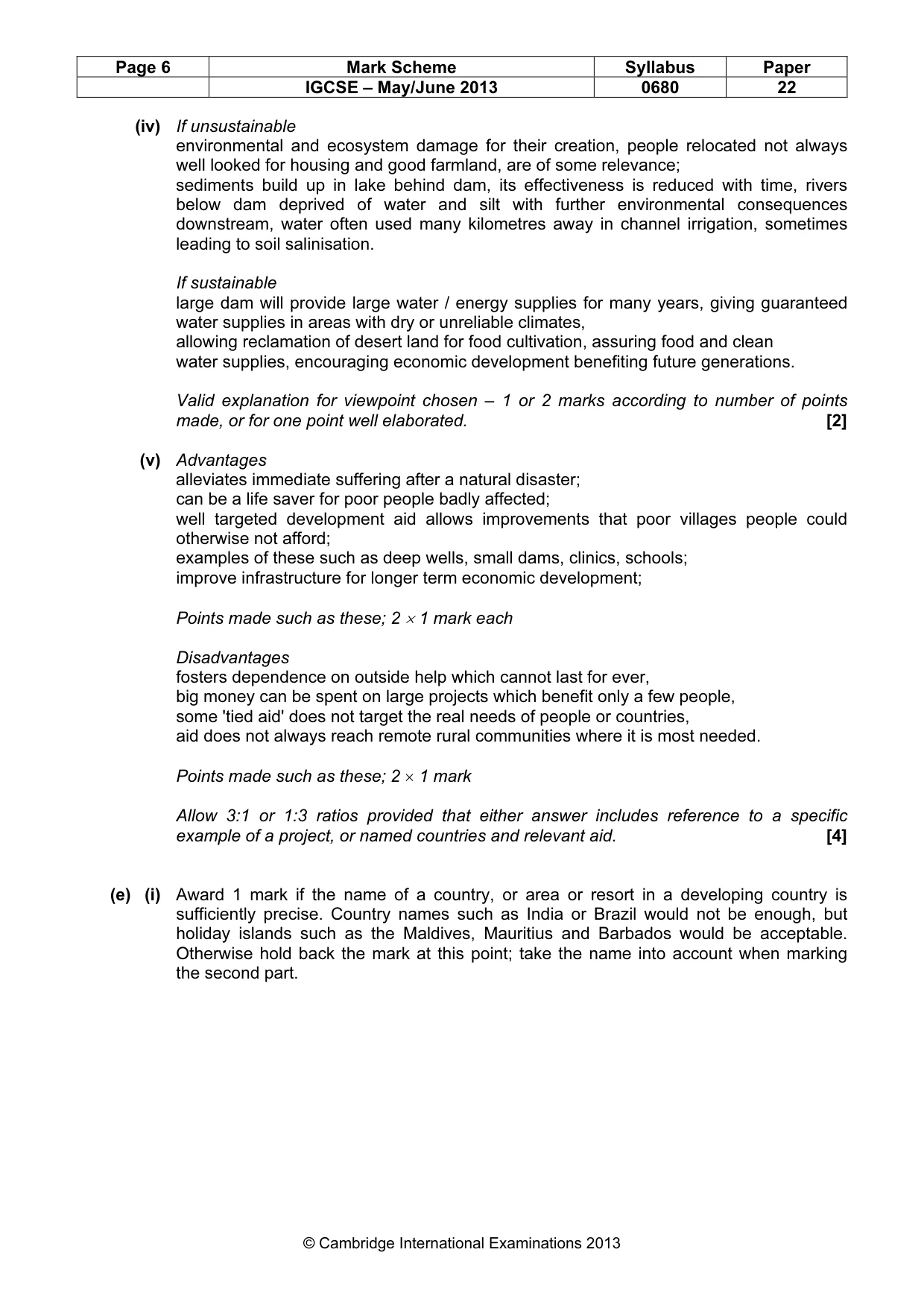 Mark scheme, page 6 of 11