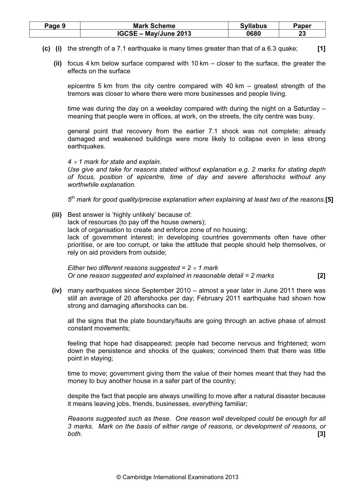 Mark scheme, page 9 of 11