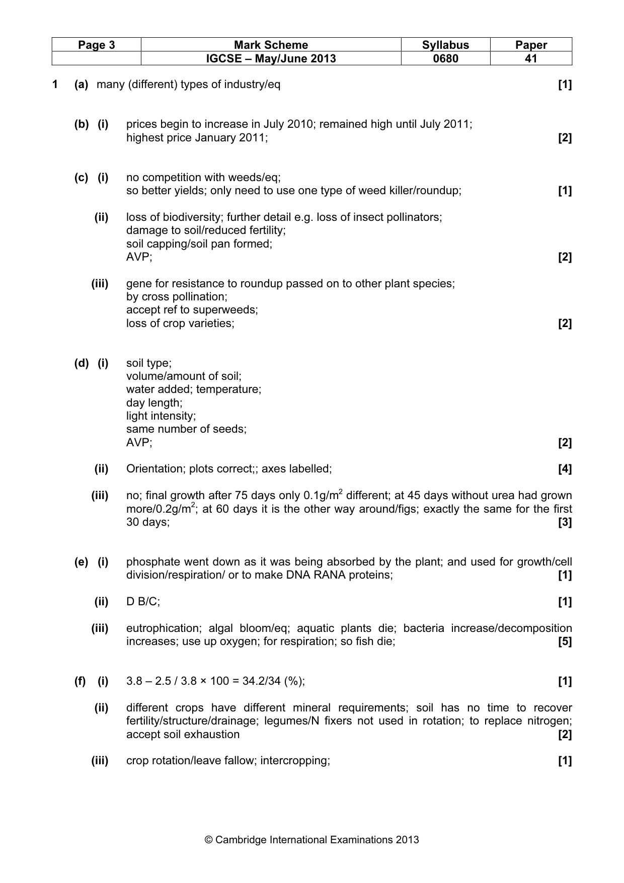 Mark scheme, page 3 of 5
