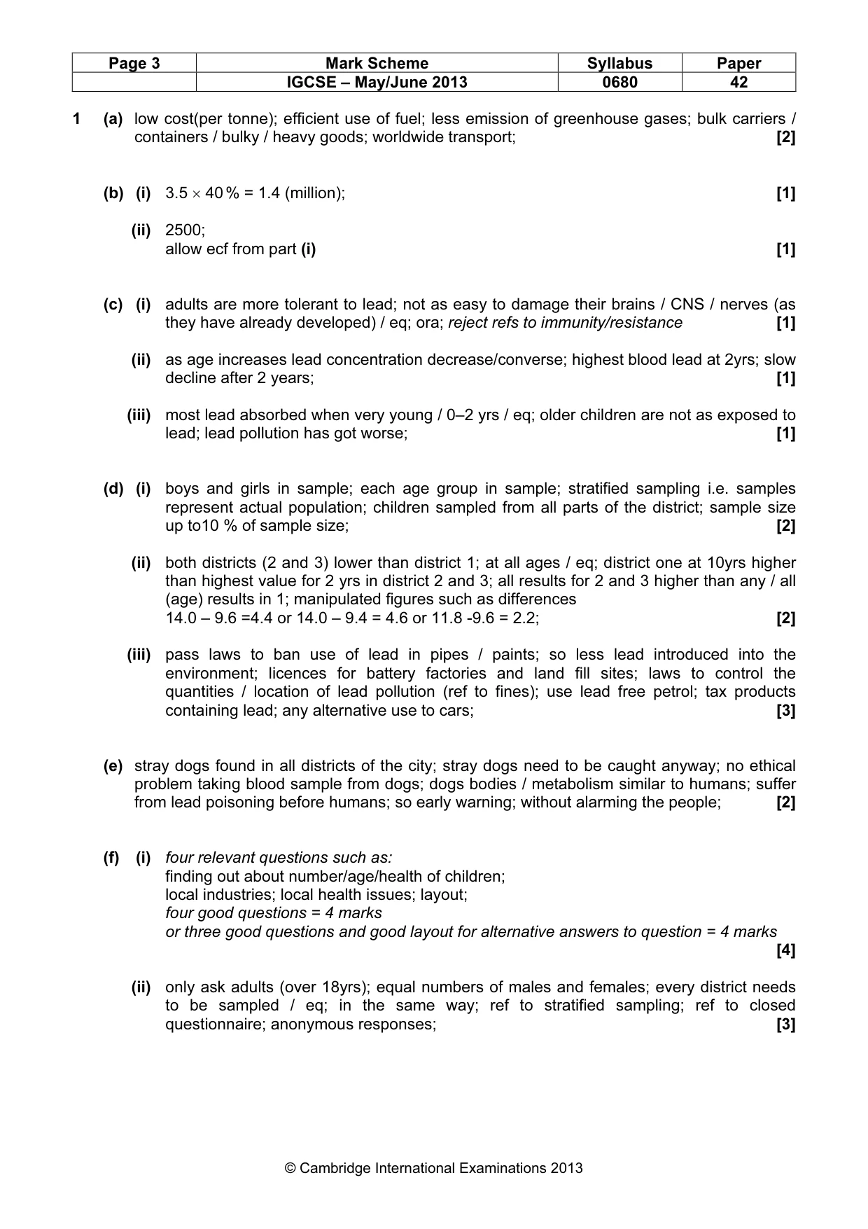 Mark scheme, page 3 of 5