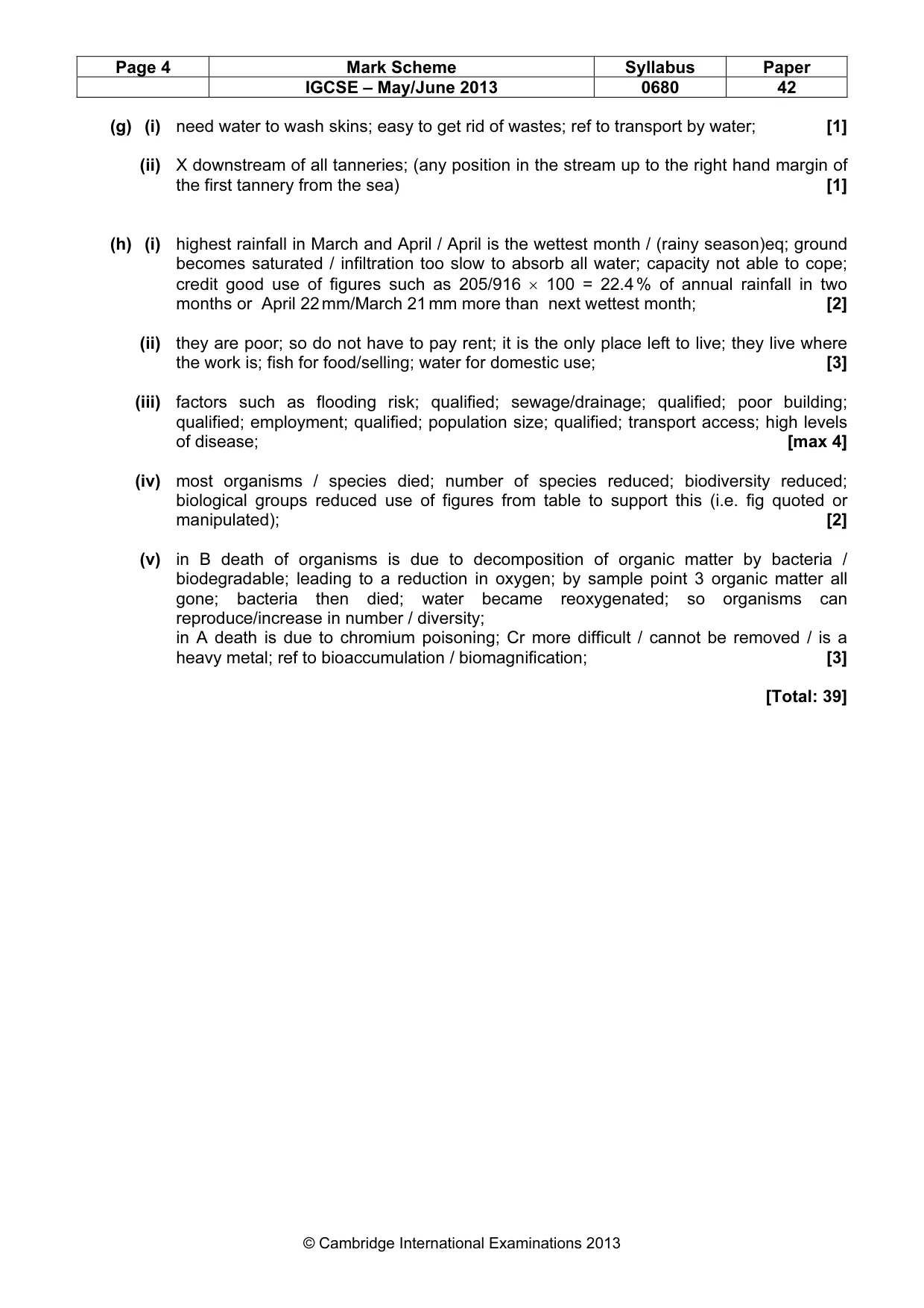 Mark scheme, page 4 of 5