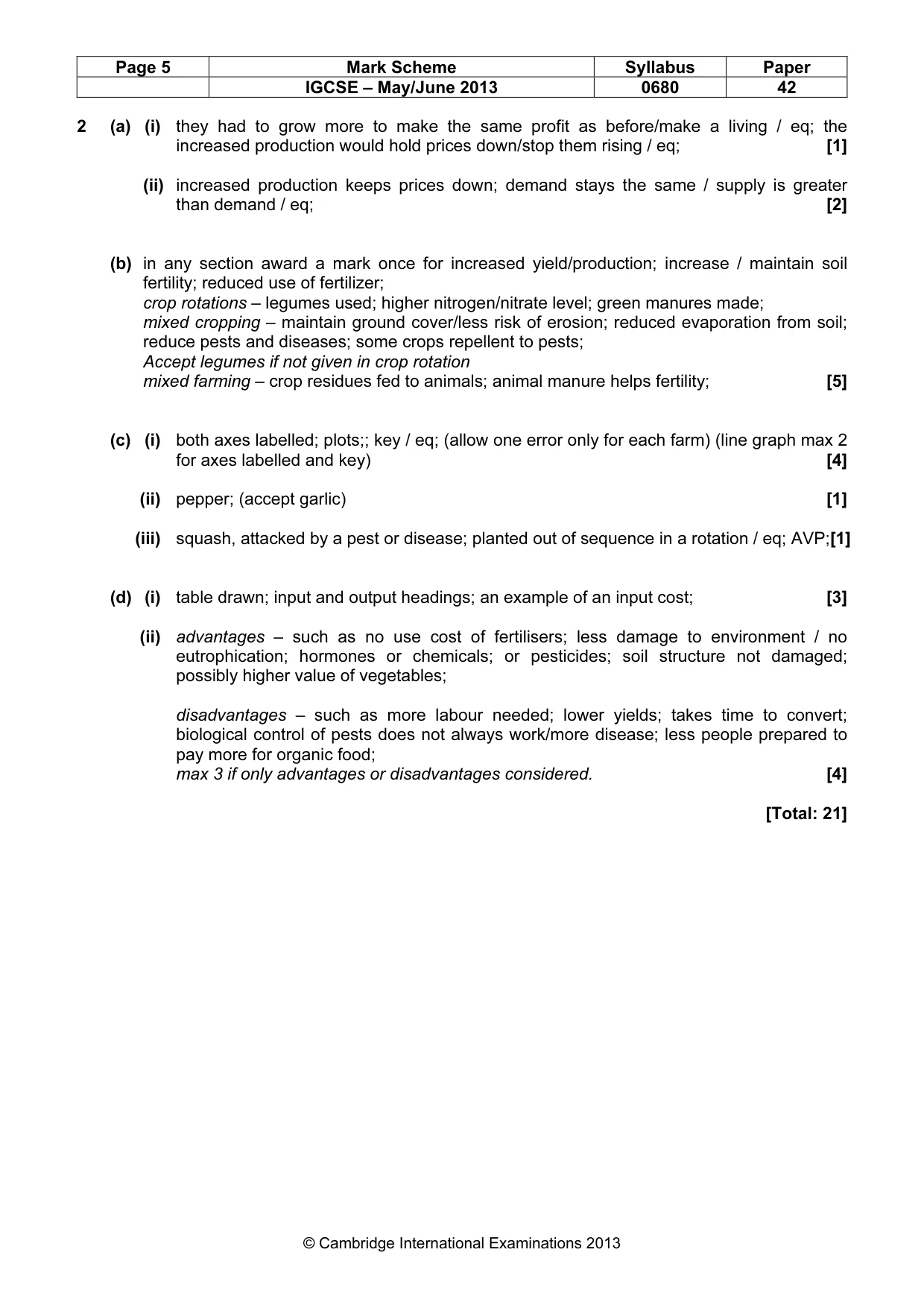Mark scheme, page 5 of 5