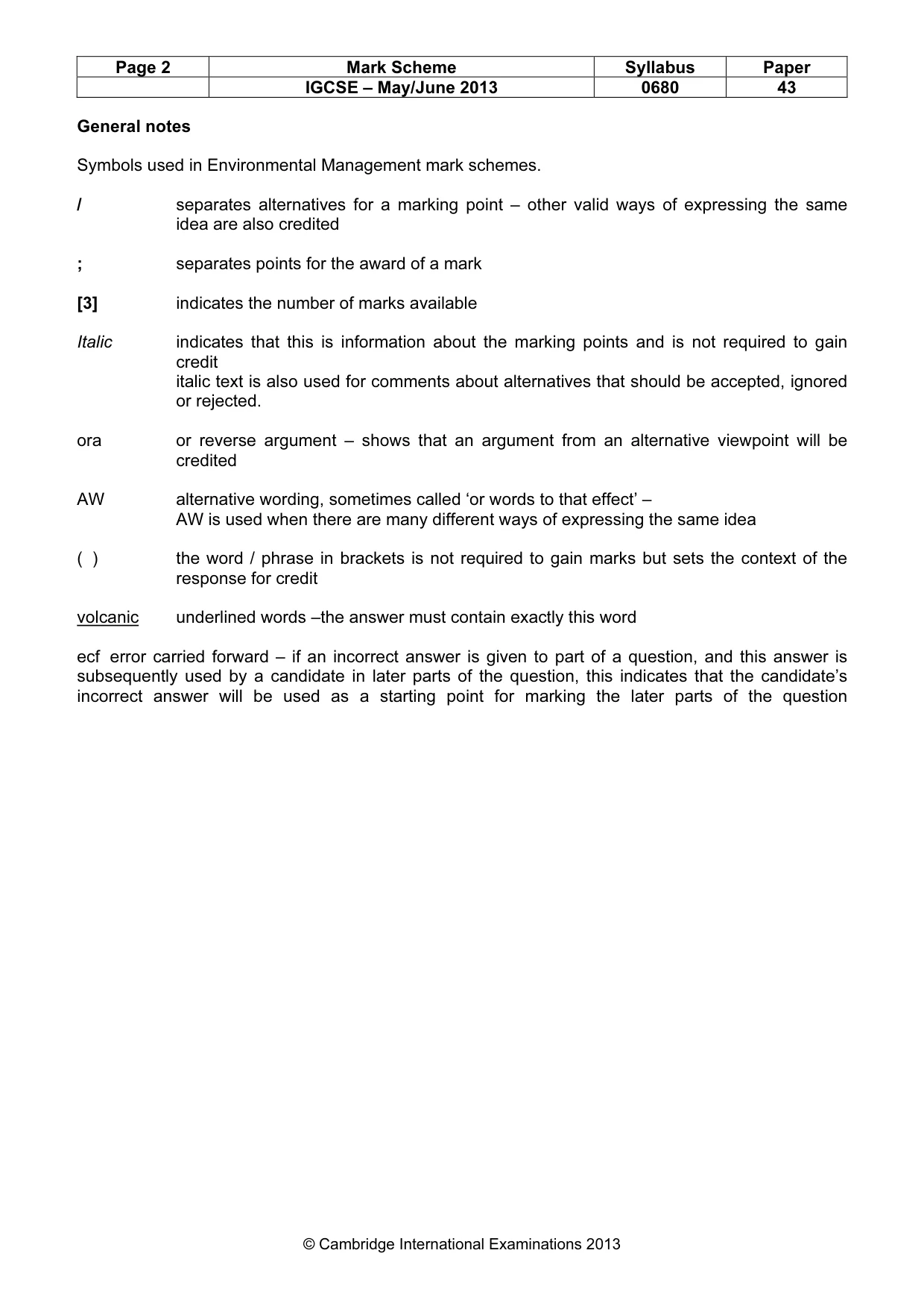 Mark scheme, page 2 of 4