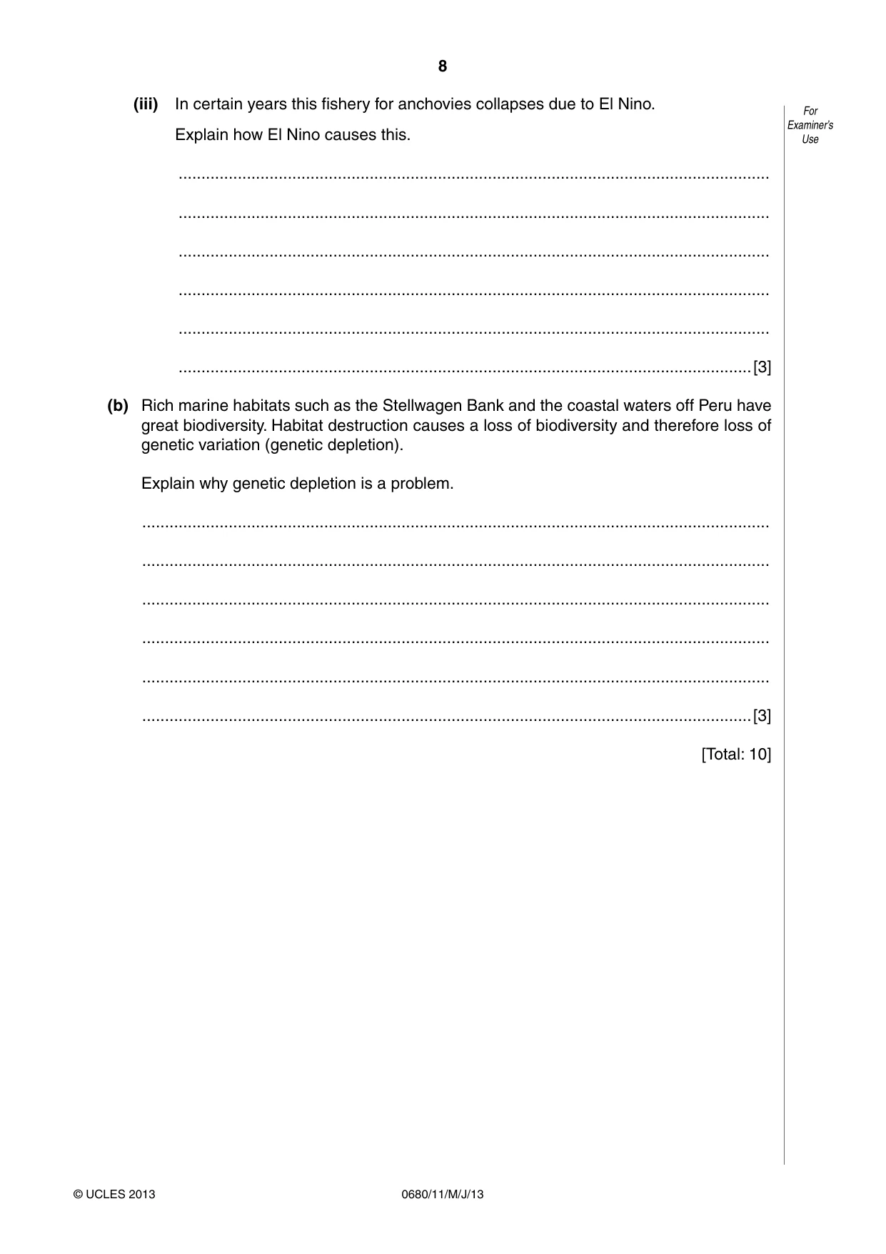 Cambridge IGCSE Environmental Management 0680 2013 May/June Paper 1 · Variant 1 question paper, page 8 of 20