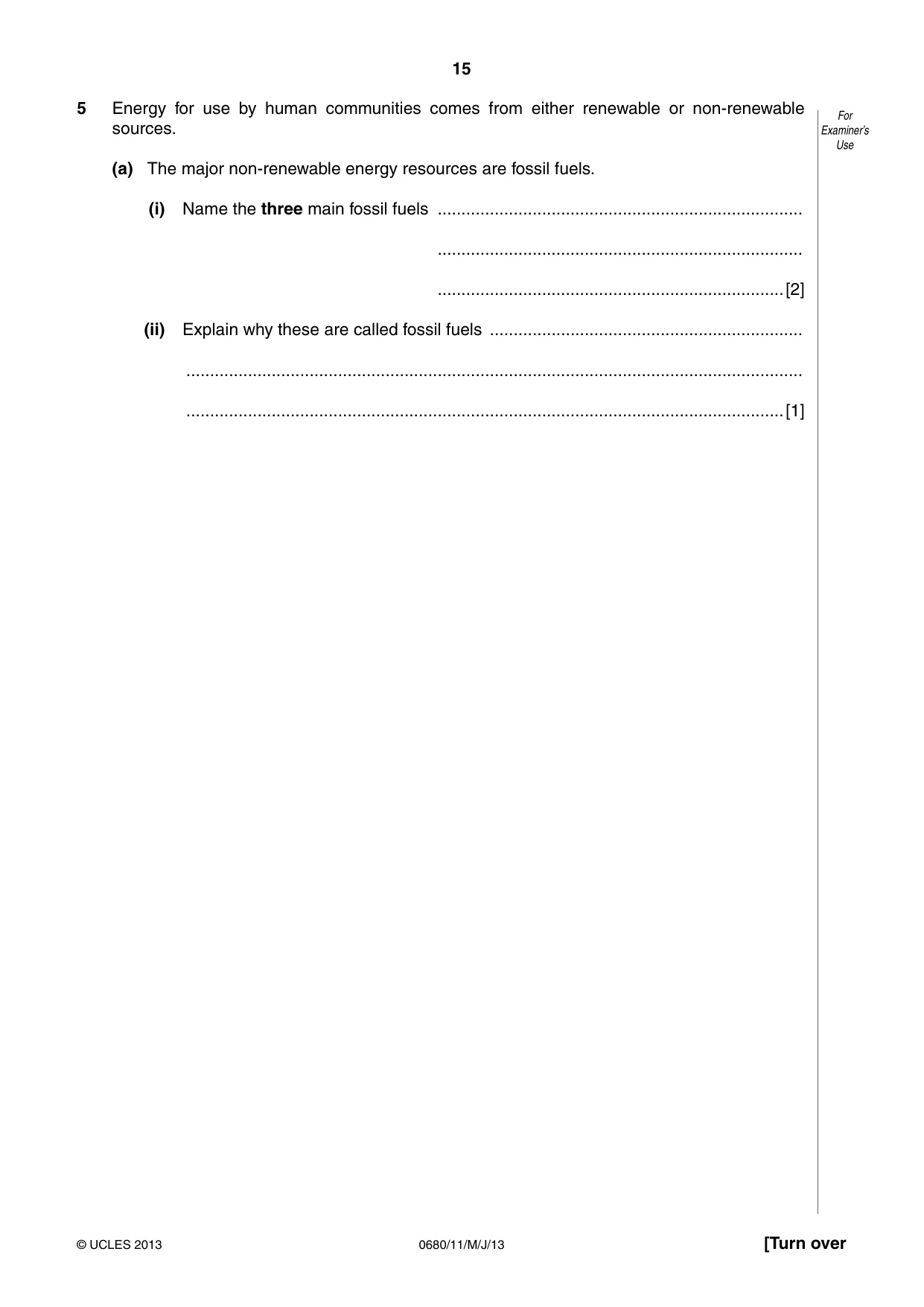 Cambridge IGCSE Environmental Management 0680 2013 May/June Paper 1 · Variant 1 question paper, page 15 of 20