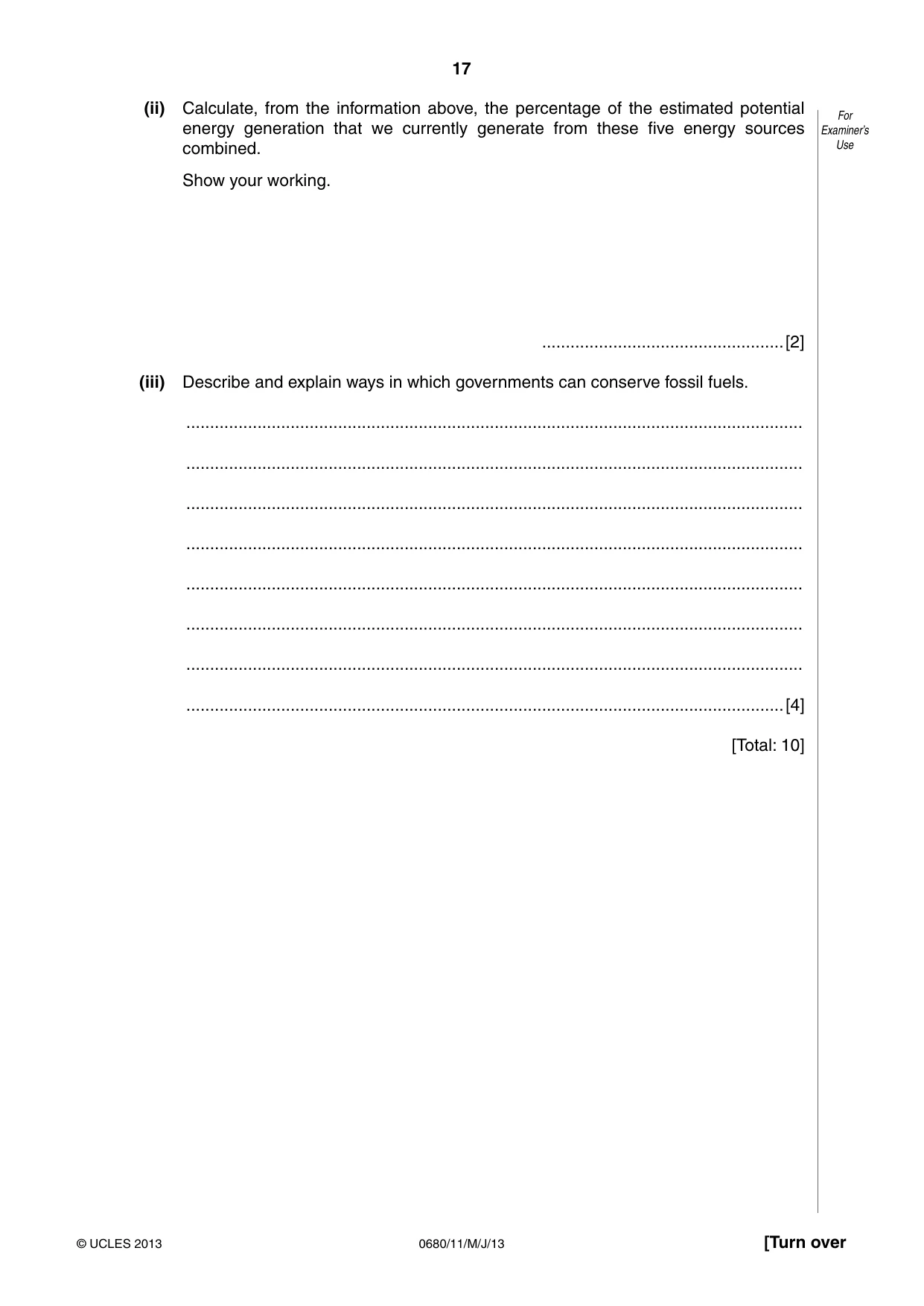 Cambridge IGCSE Environmental Management 0680 2013 May/June Paper 1 · Variant 1 question paper, page 17 of 20