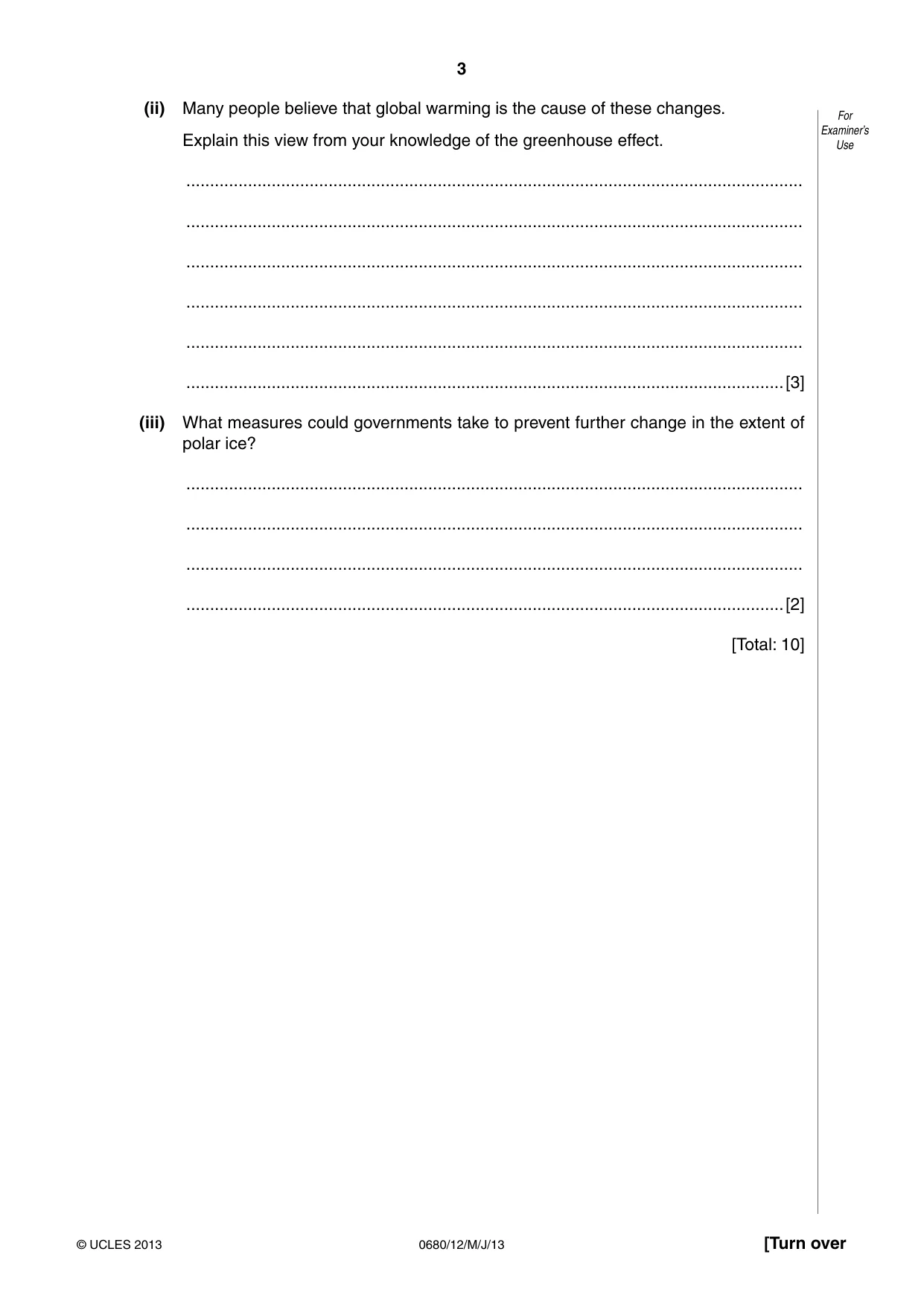 Cambridge IGCSE Environmental Management 0680 2013 May/June Paper 1 · Variant 2 question paper, page 3 of 16