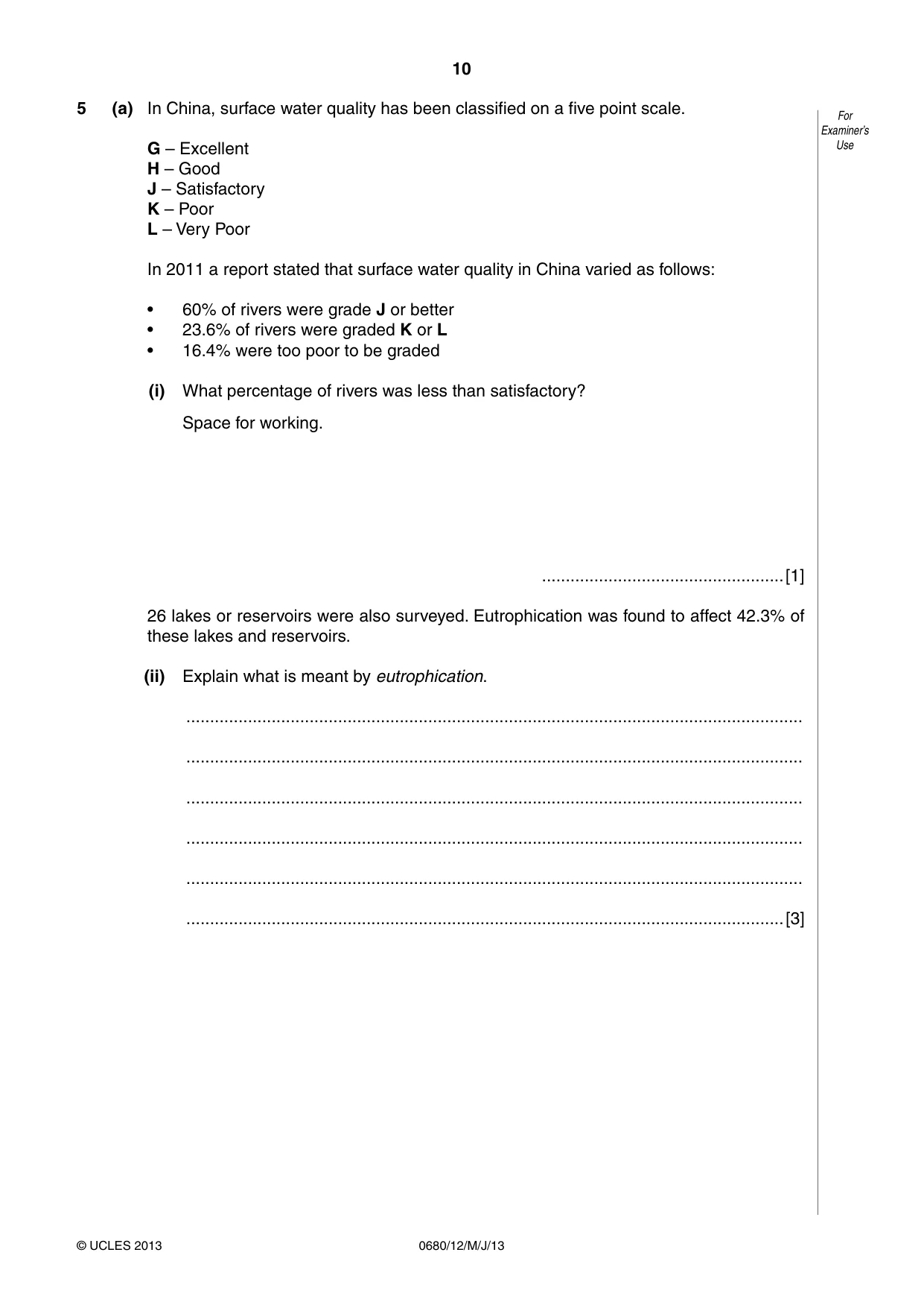 Cambridge IGCSE Environmental Management 0680 2013 May/June Paper 1 · Variant 2 question paper, page 10 of 16