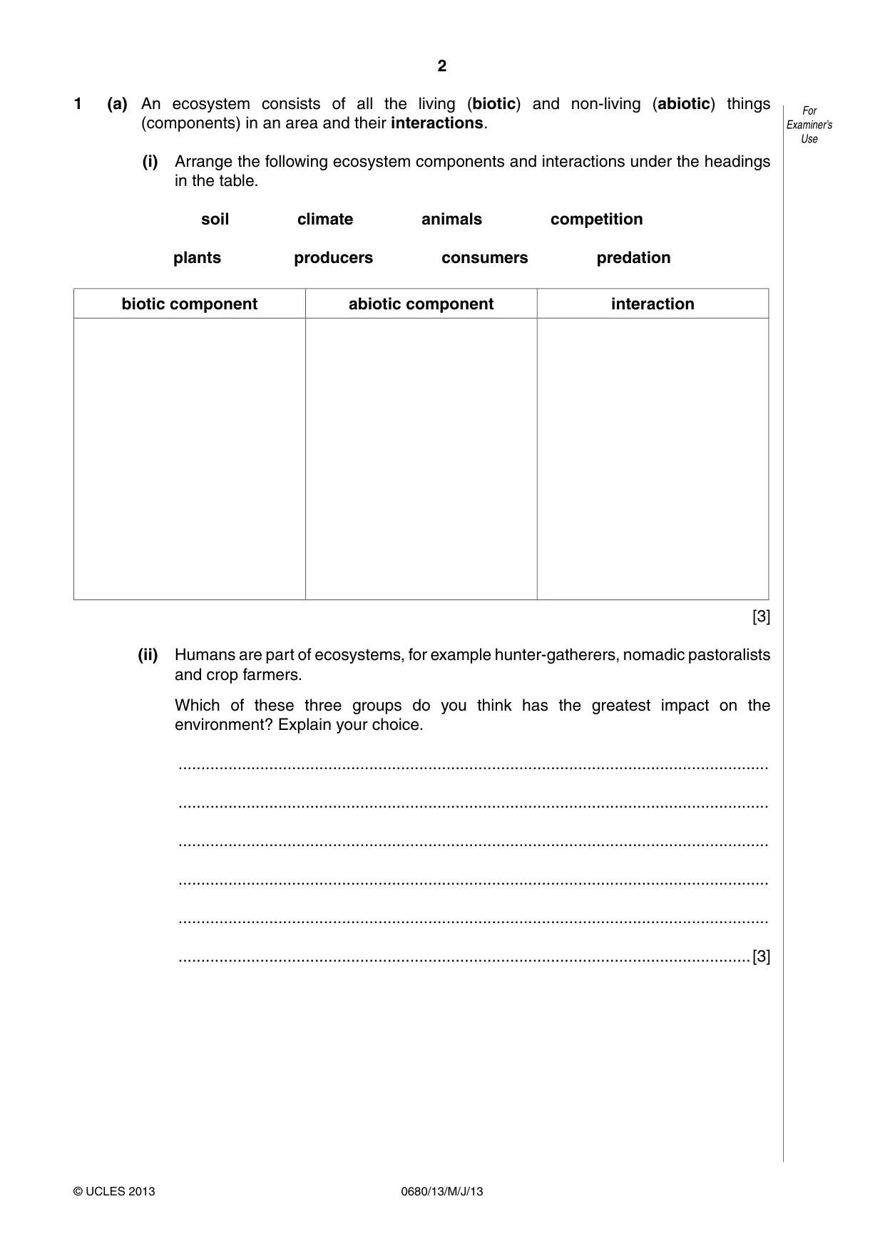 Cambridge IGCSE Environmental Management 0680 2013 May/June Paper 1 · Variant 3 question paper, page 2 of 16
