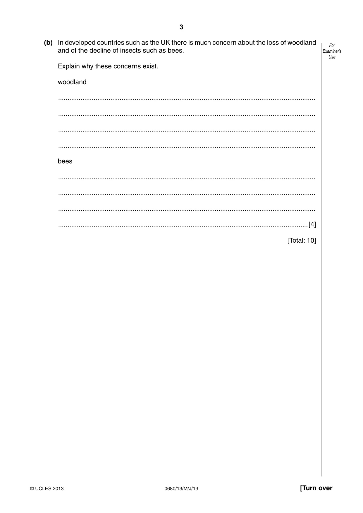 Cambridge IGCSE Environmental Management 0680 2013 May/June Paper 1 · Variant 3 question paper, page 3 of 16