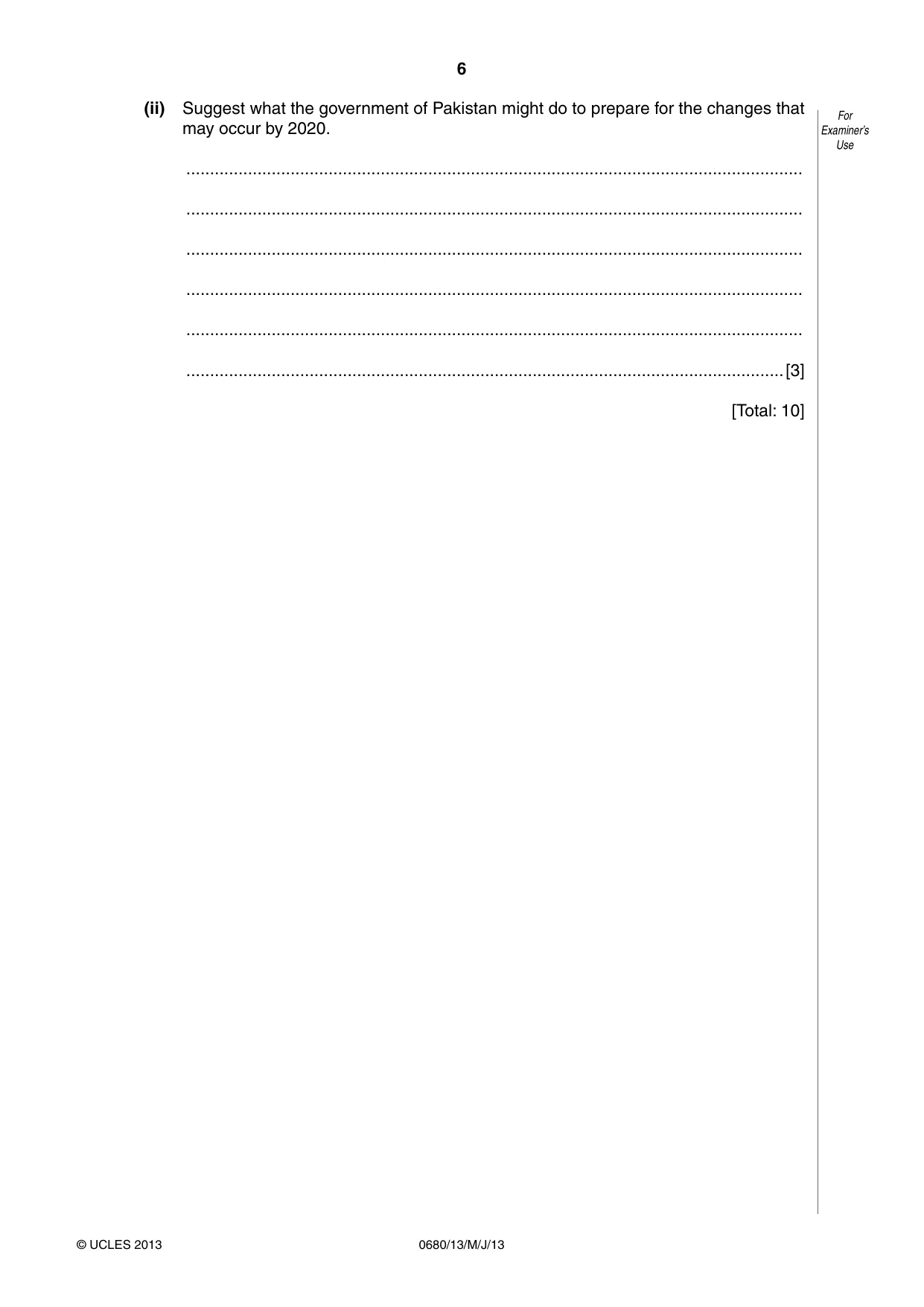 Cambridge IGCSE Environmental Management 0680 2013 May/June Paper 1 · Variant 3 question paper, page 6 of 16