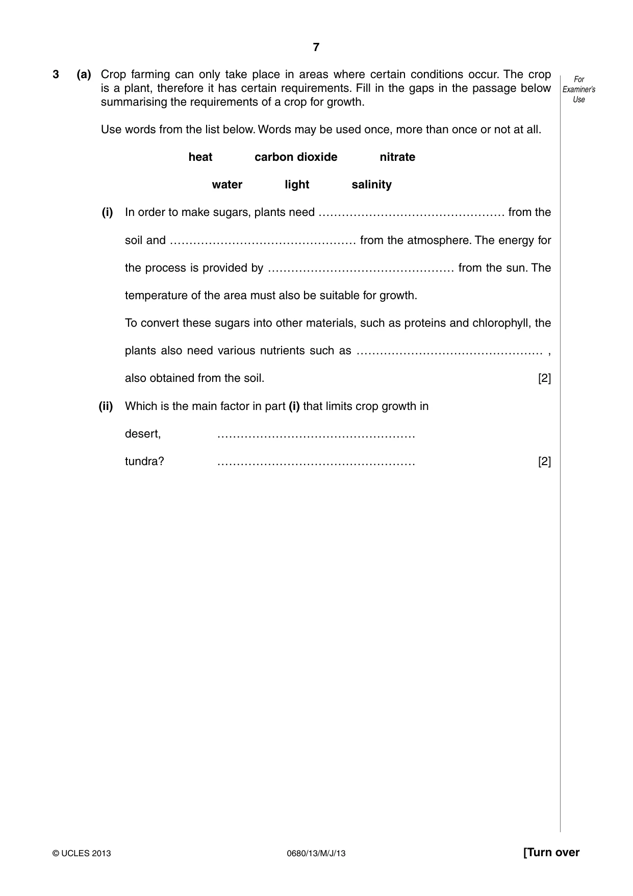 Cambridge IGCSE Environmental Management 0680 2013 May/June Paper 1 · Variant 3 question paper, page 7 of 16