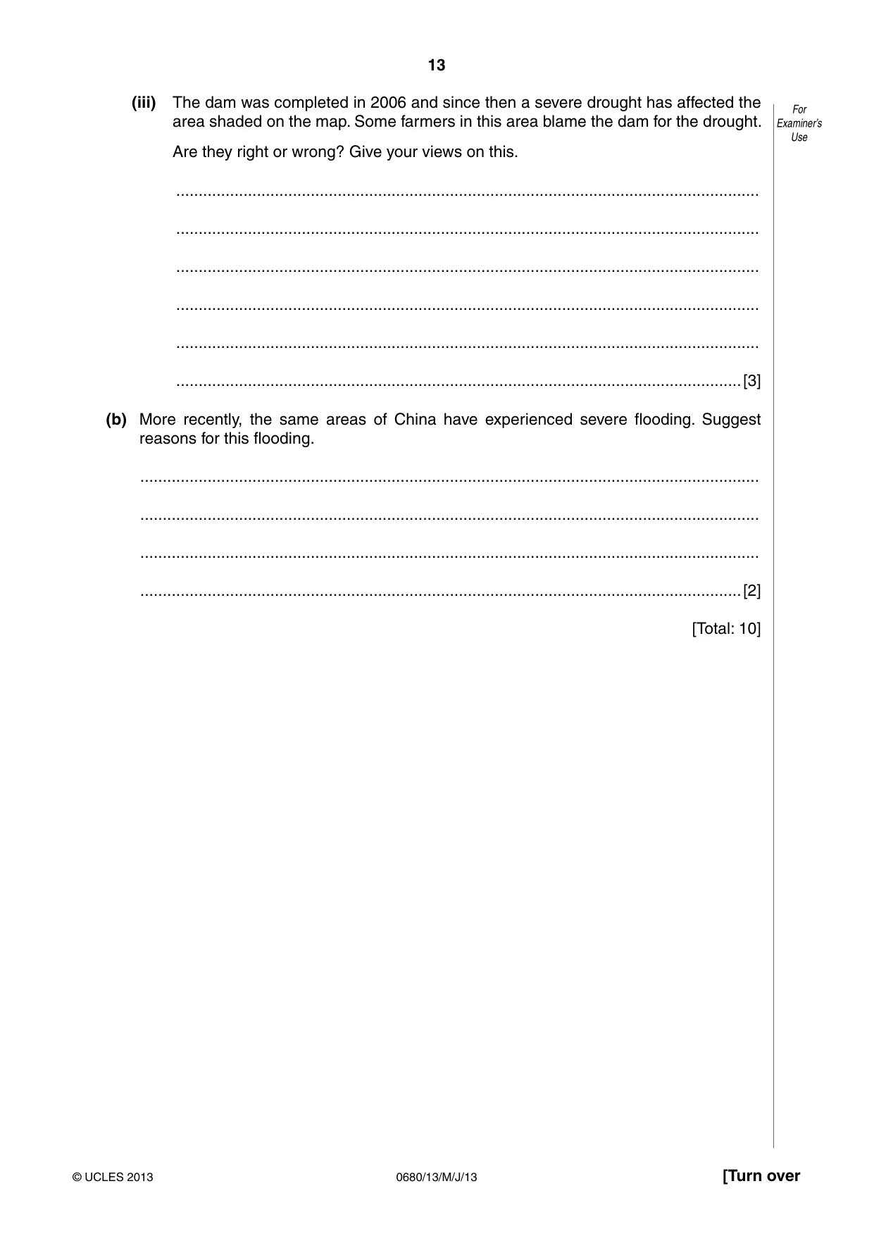 Cambridge IGCSE Environmental Management 0680 2013 May/June Paper 1 · Variant 3 question paper, page 13 of 16