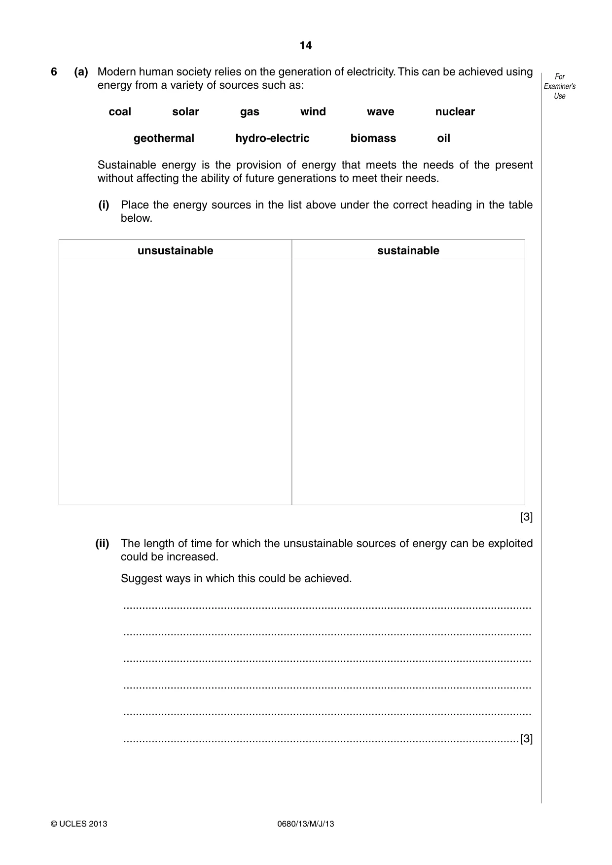 Cambridge IGCSE Environmental Management 0680 2013 May/June Paper 1 · Variant 3 question paper, page 14 of 16