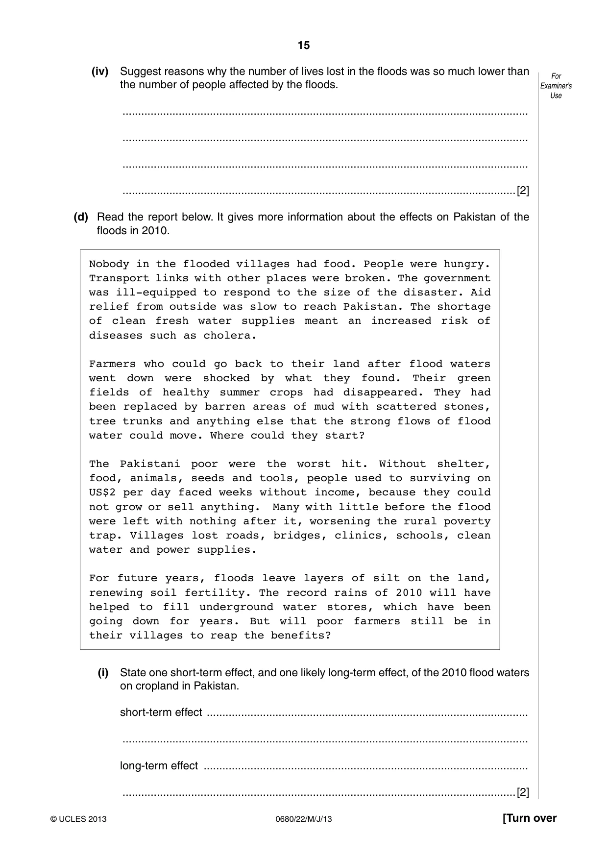 Cambridge IGCSE Environmental Management 0680 2013 May/June Paper 2 · Variant 2 question paper, page 15 of 16
