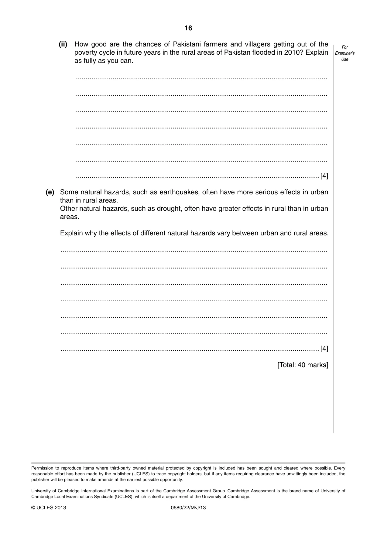 Cambridge IGCSE Environmental Management 0680 2013 May/June Paper 2 · Variant 2 question paper, page 16 of 16