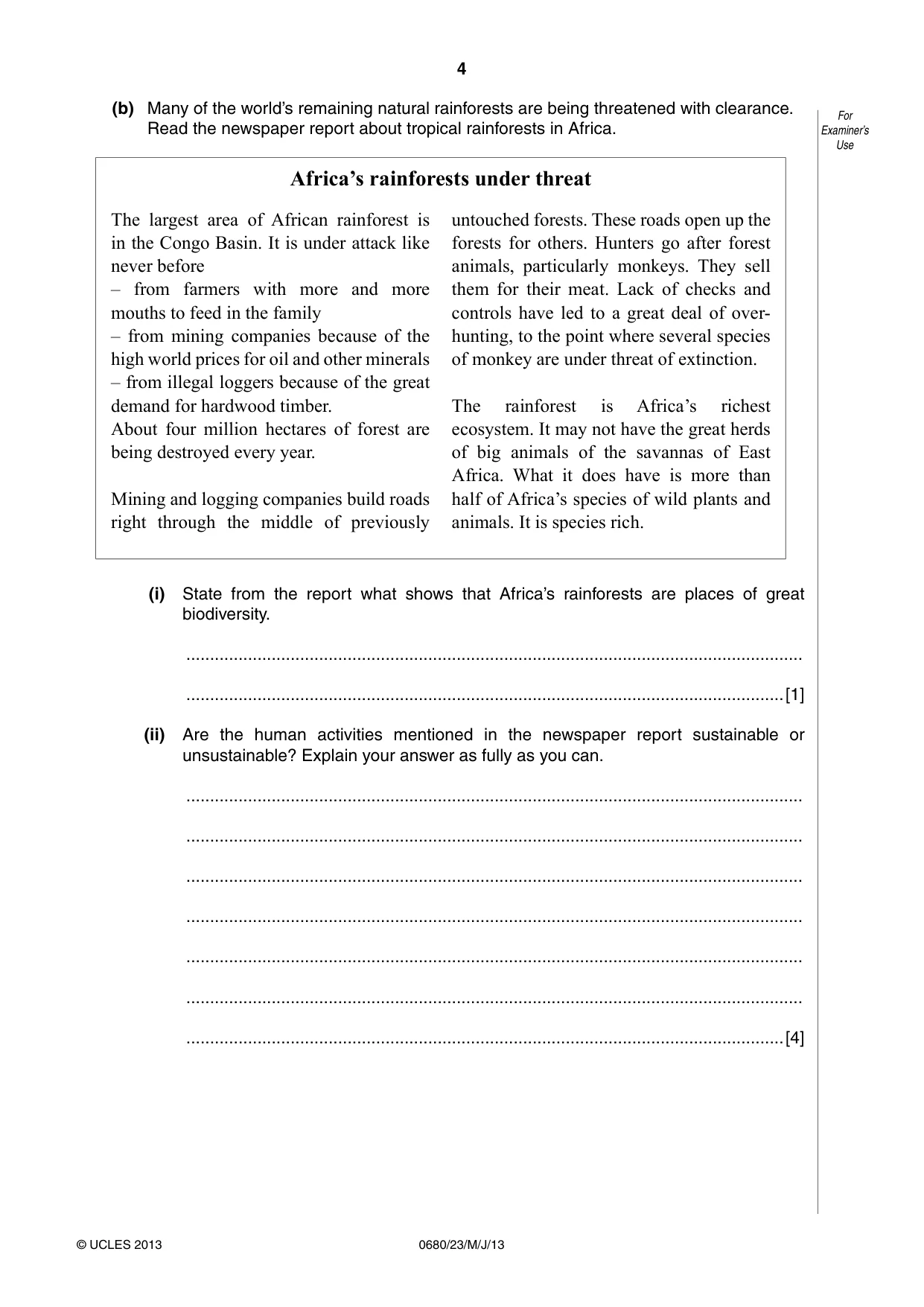 Cambridge IGCSE Environmental Management 0680 2013 May/June Paper 2 · Variant 3 question paper, page 4 of 16