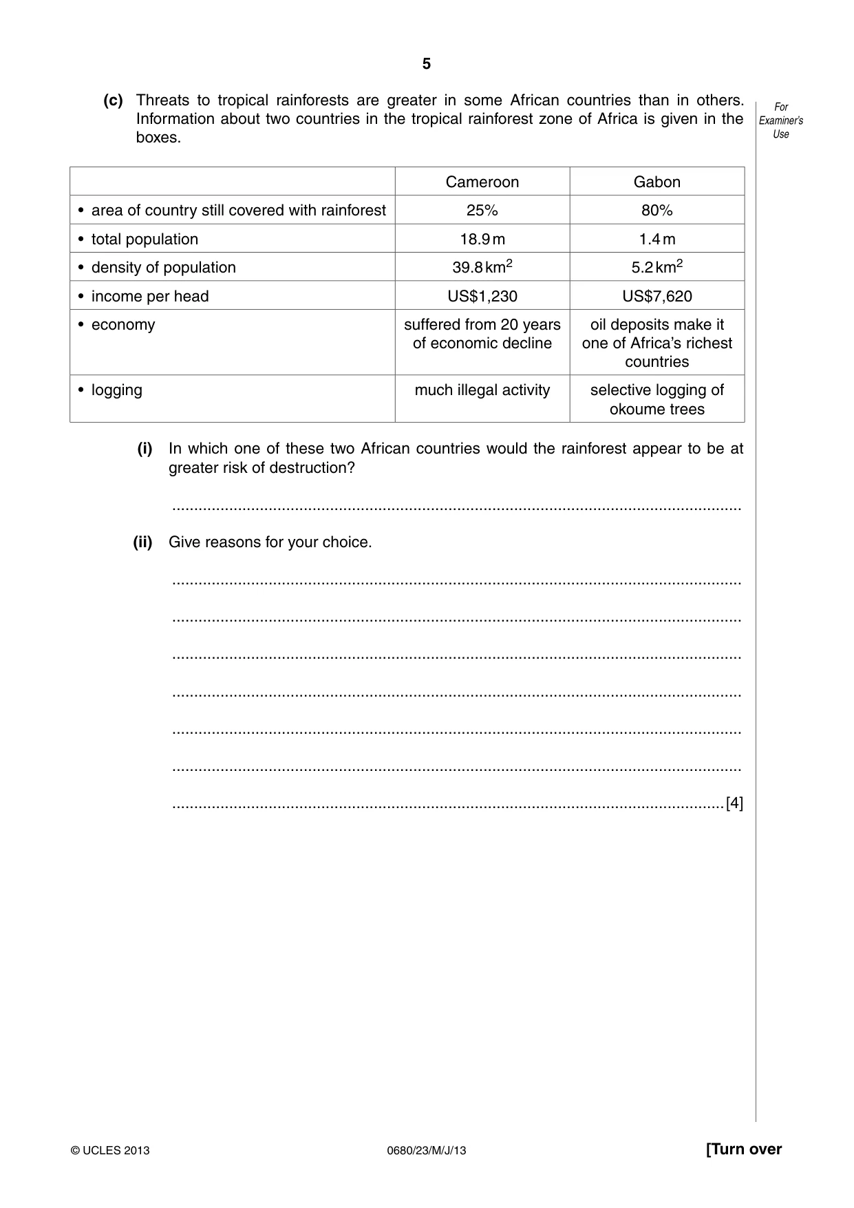Cambridge IGCSE Environmental Management 0680 2013 May/June Paper 2 · Variant 3 question paper, page 5 of 16