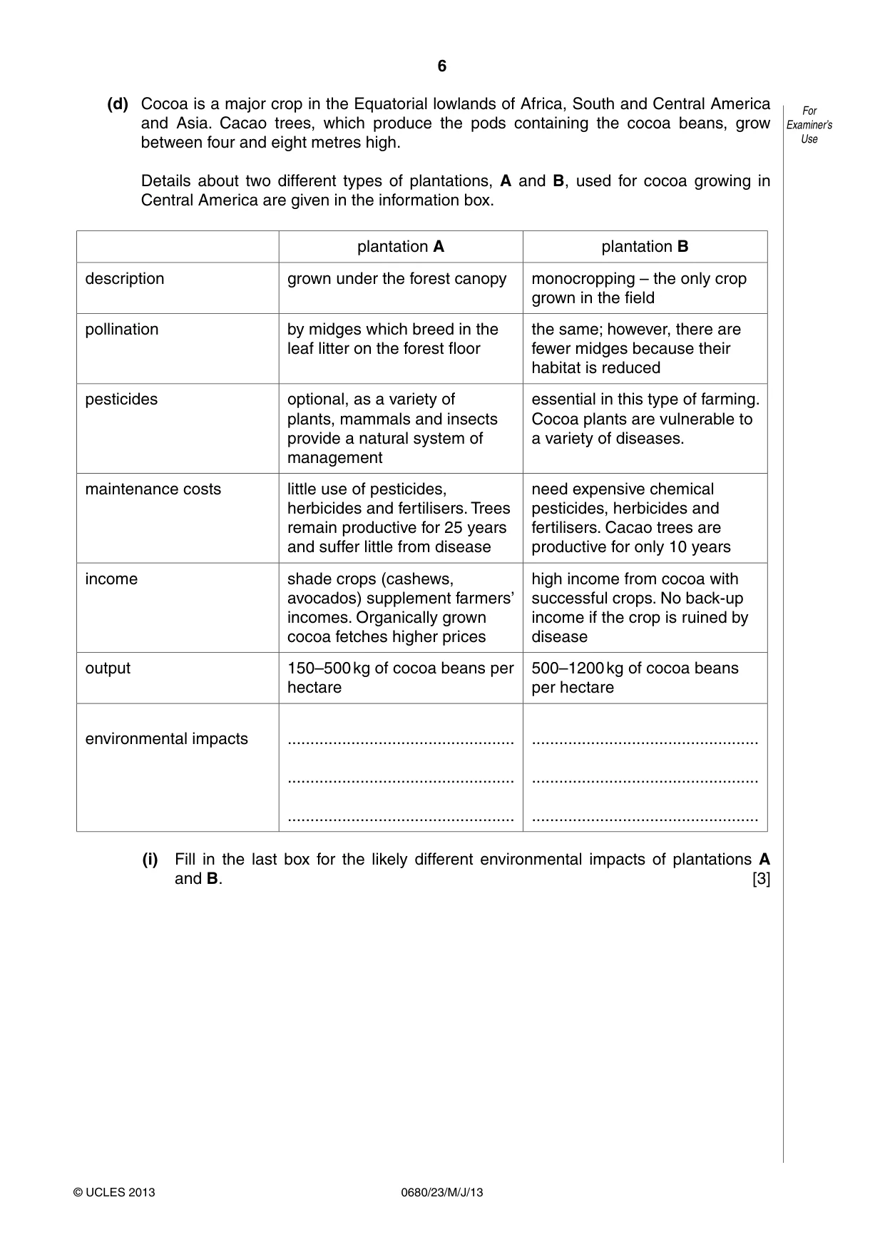 Cambridge IGCSE Environmental Management 0680 2013 May/June Paper 2 · Variant 3 question paper, page 6 of 16