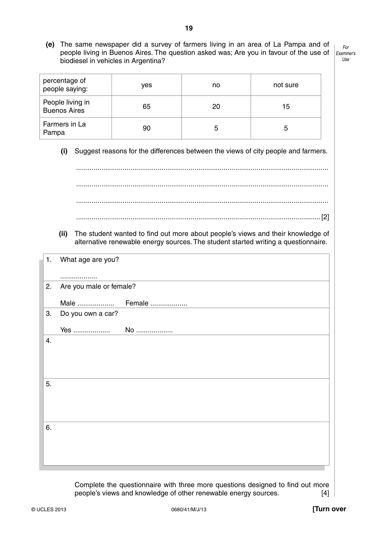 Cambridge IGCSE Environmental Management 0680 2013 May/June Paper 4 · Variant 1 question paper, page 19 of 20