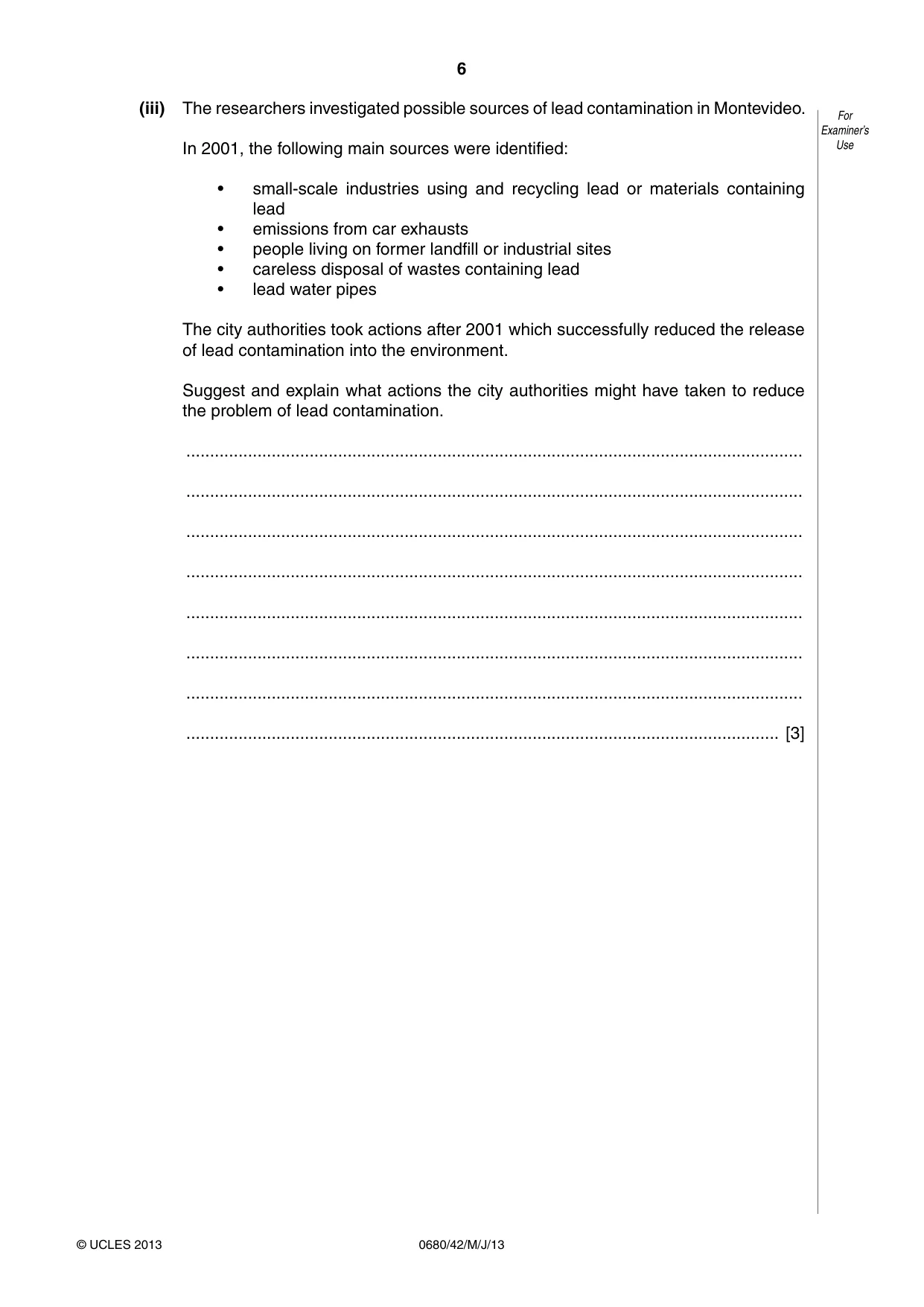 Cambridge IGCSE Environmental Management 0680 2013 May/June Paper 4 · Variant 2 question paper, page 6 of 16