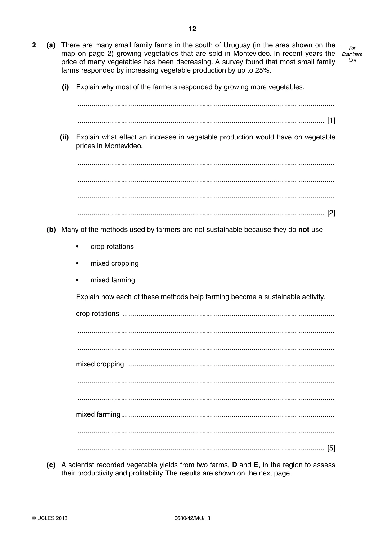 Cambridge IGCSE Environmental Management 0680 2013 May/June Paper 4 · Variant 2 question paper, page 12 of 16