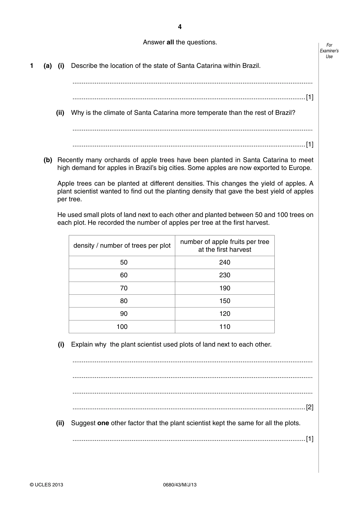 Cambridge IGCSE Environmental Management 0680 2013 May/June Paper 4 · Variant 3 question paper, page 4 of 16