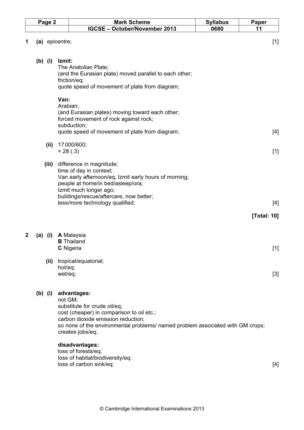 Mark scheme, page 2 of 6