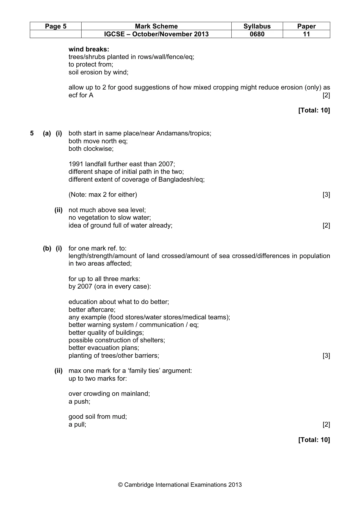 Mark scheme, page 5 of 6
