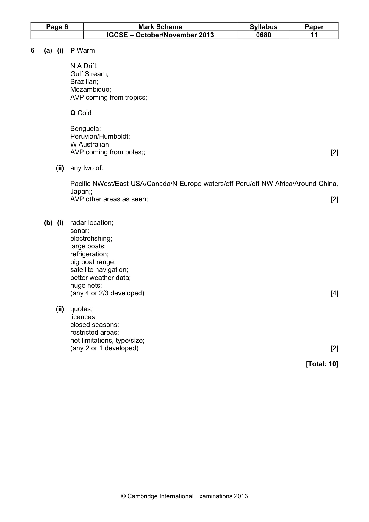 Mark scheme, page 6 of 6