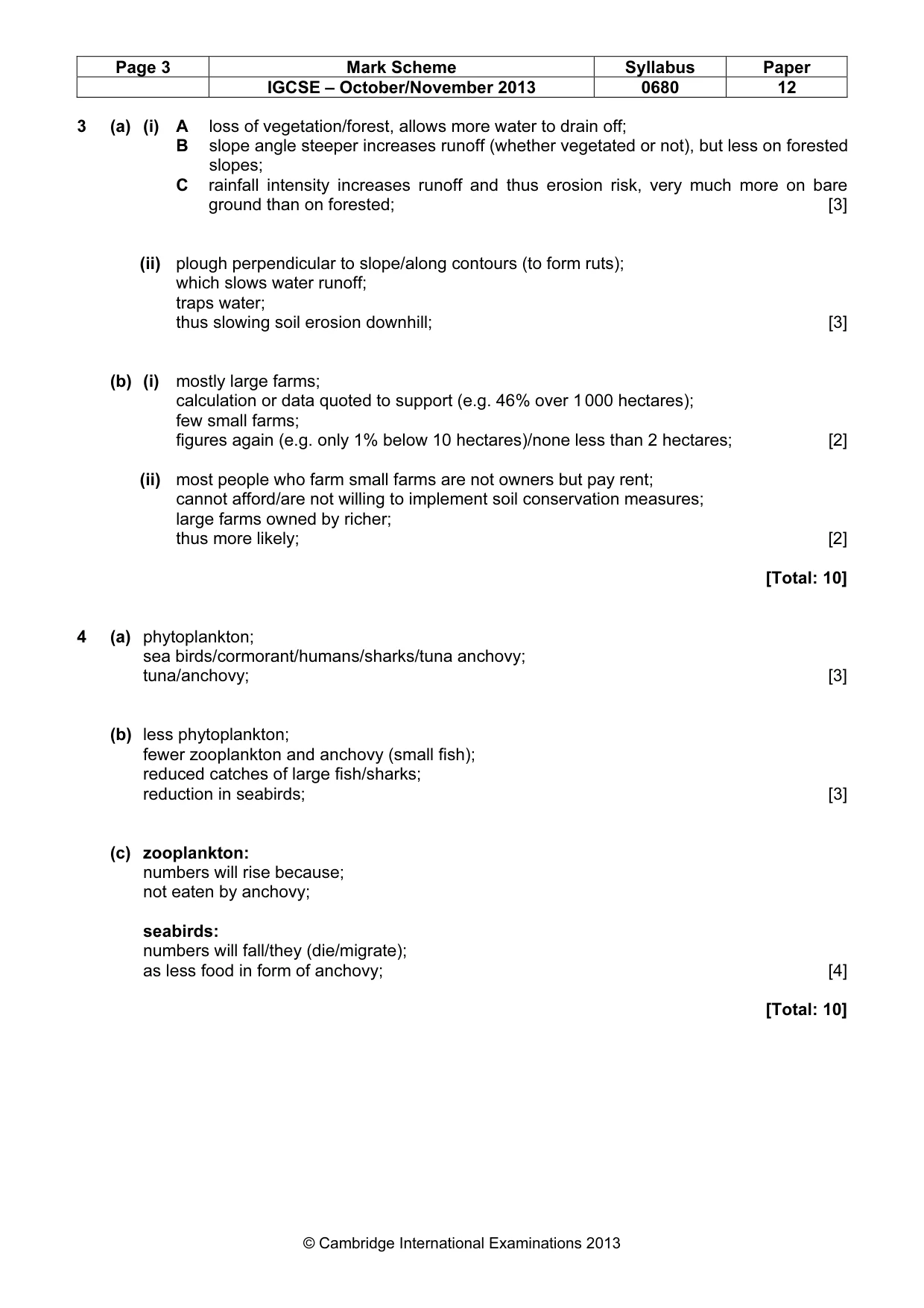 Mark scheme, page 3 of 4