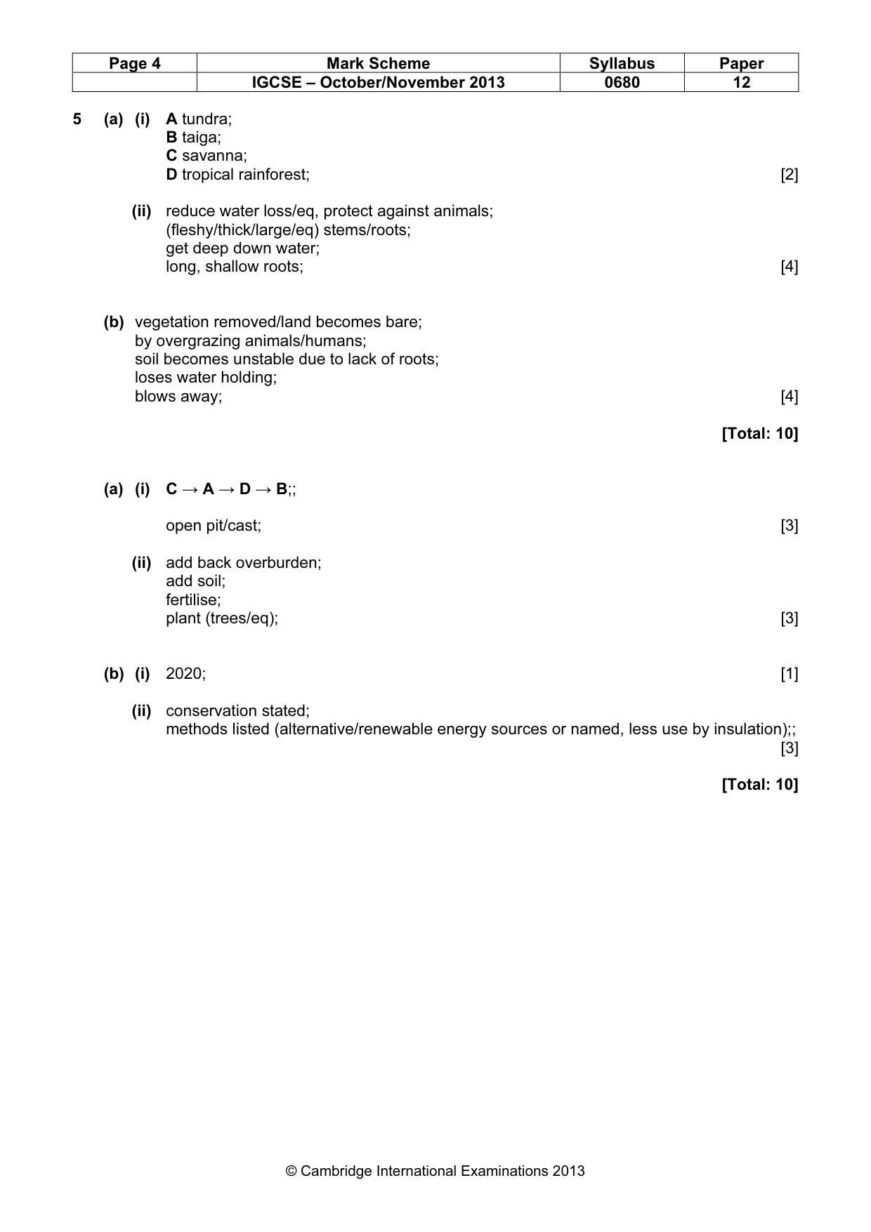 Mark scheme, page 4 of 4