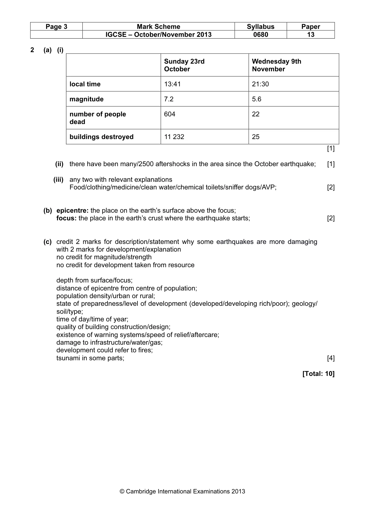 Mark scheme, page 3 of 6