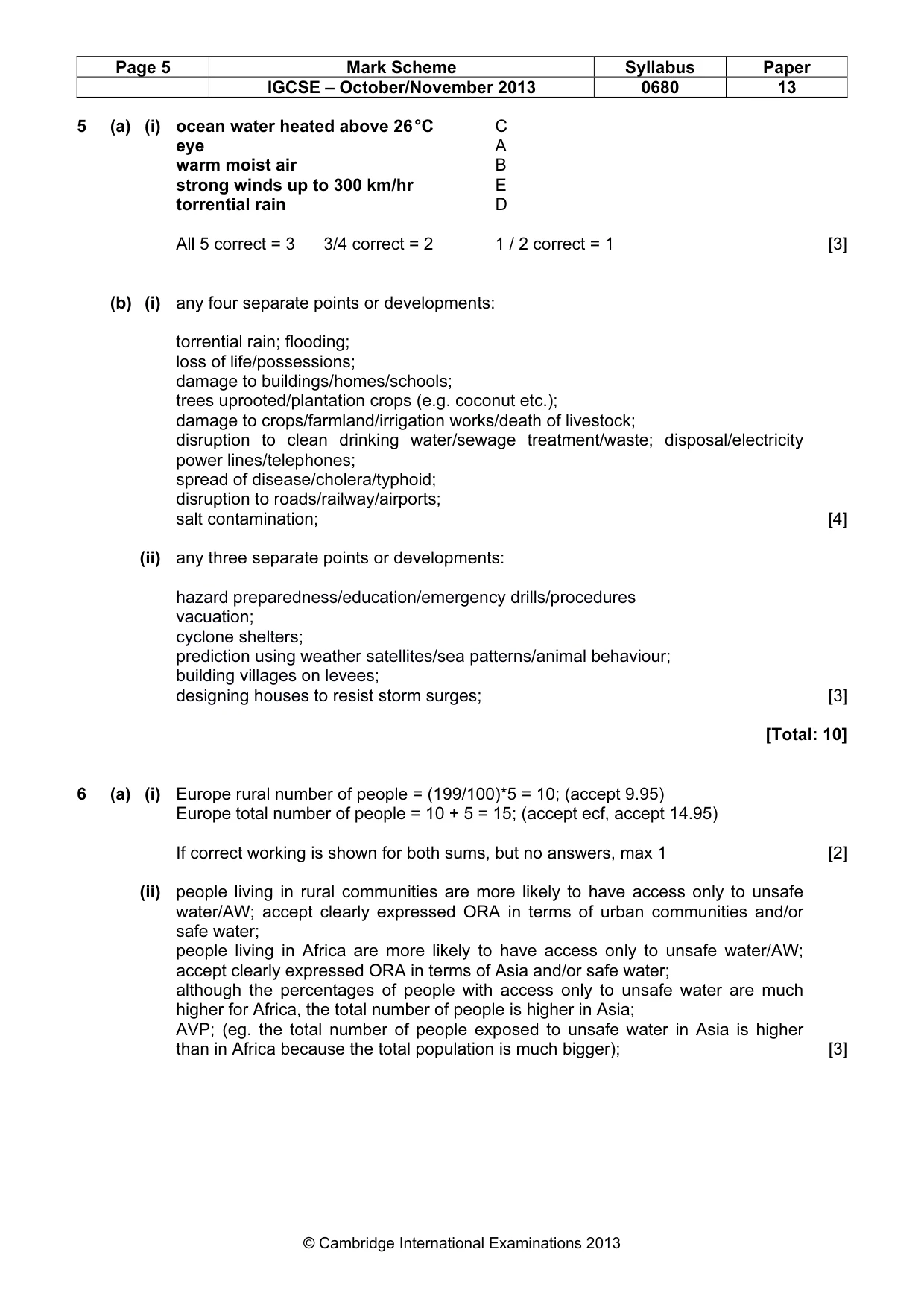 Mark scheme, page 5 of 6