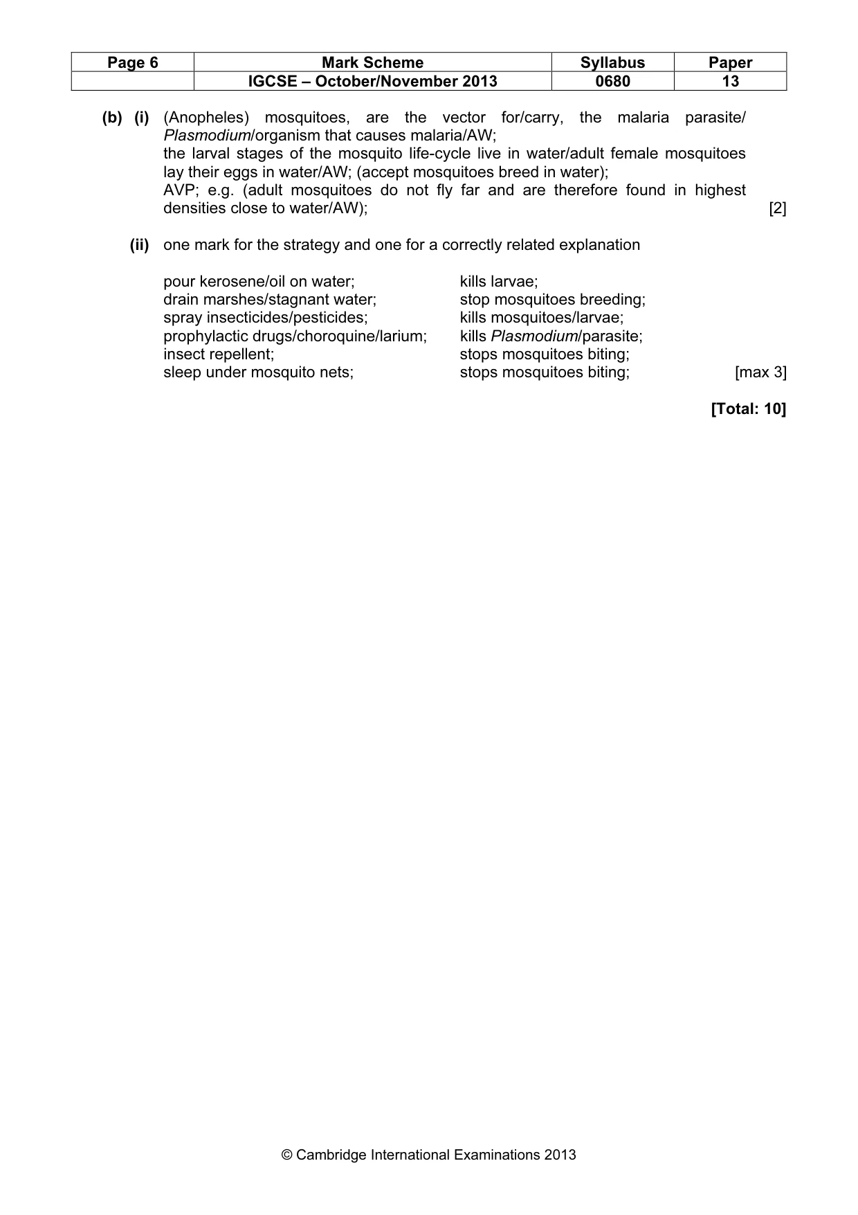 Mark scheme, page 6 of 6