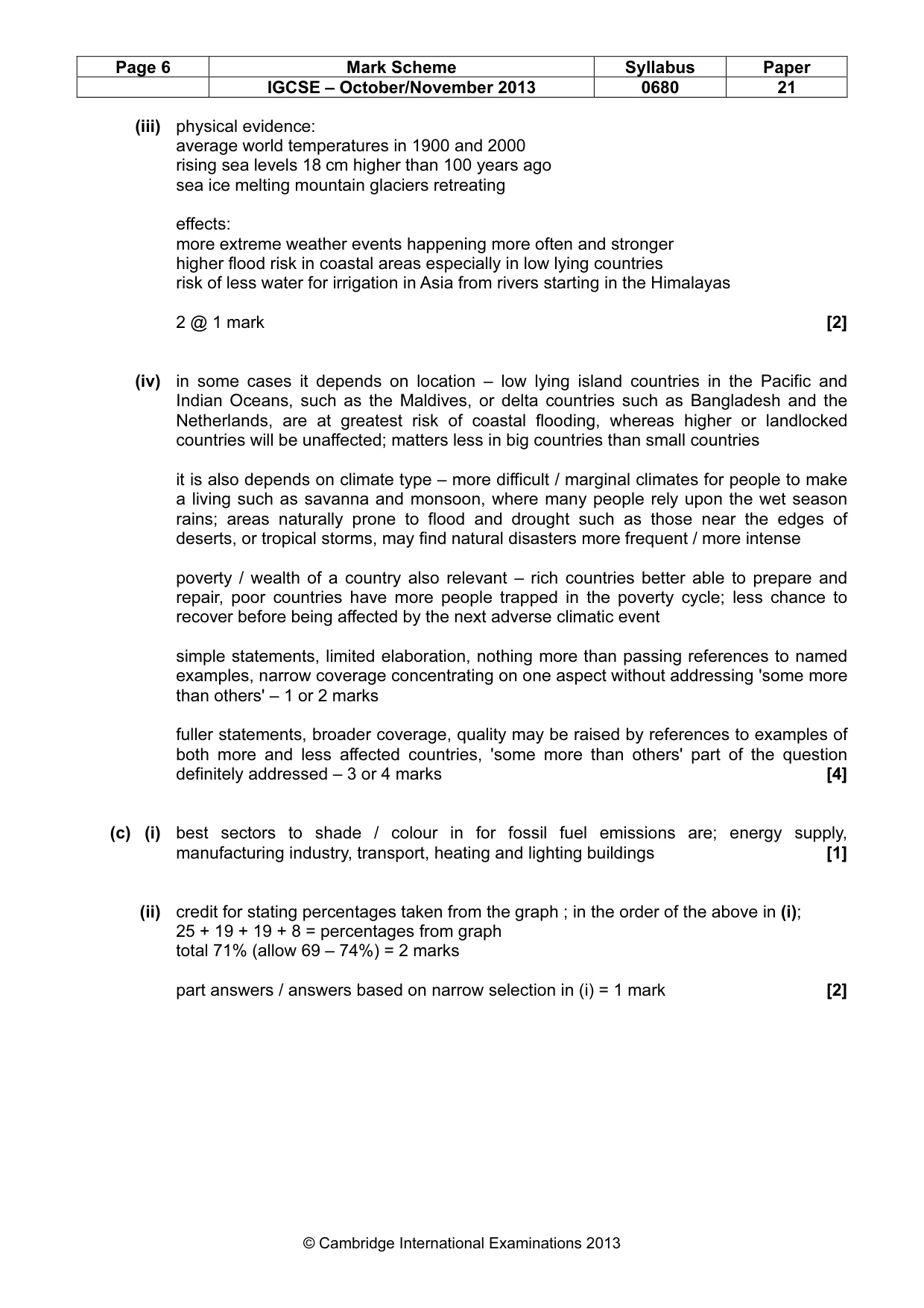 Mark scheme, page 6 of 8