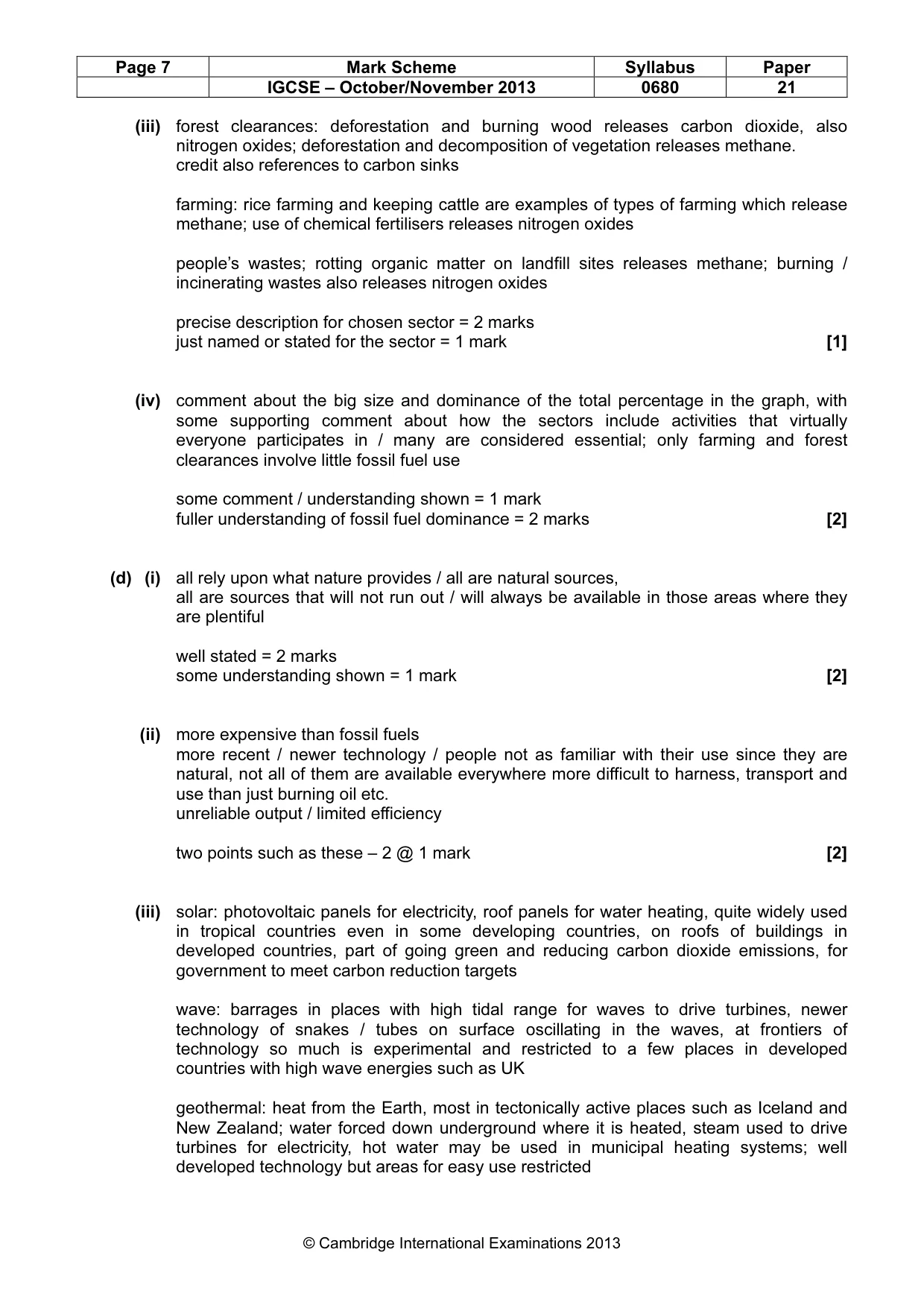 Mark scheme, page 7 of 8