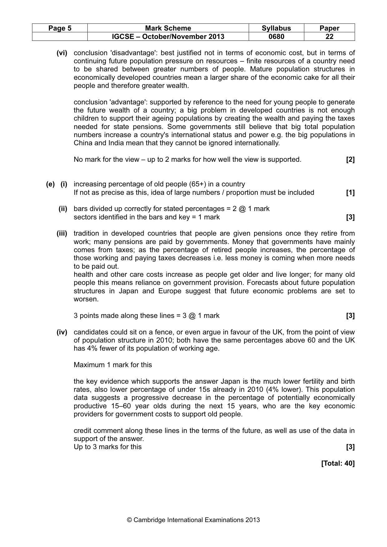 Mark scheme, page 5 of 9