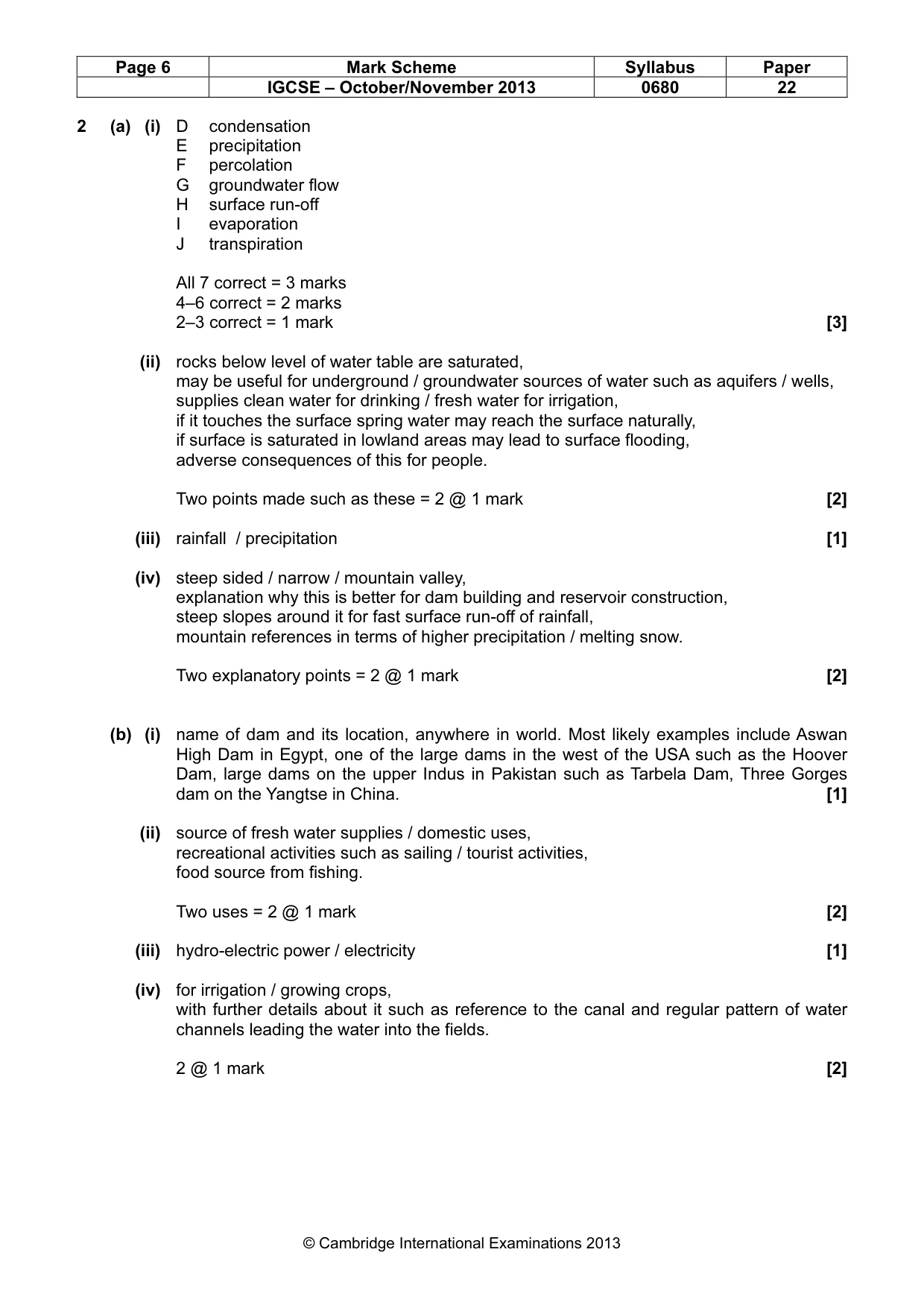 Mark scheme, page 6 of 9