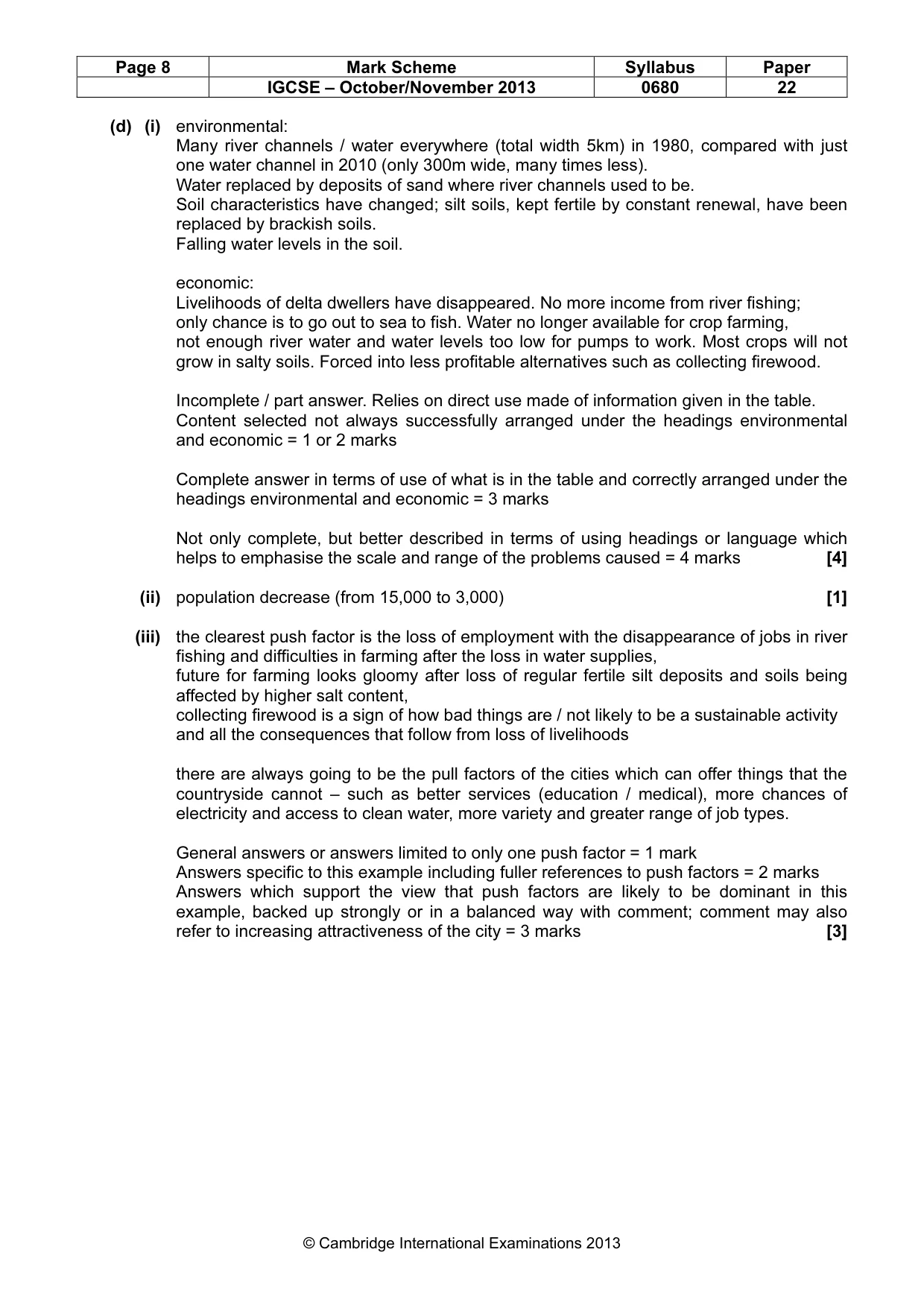 Mark scheme, page 8 of 9