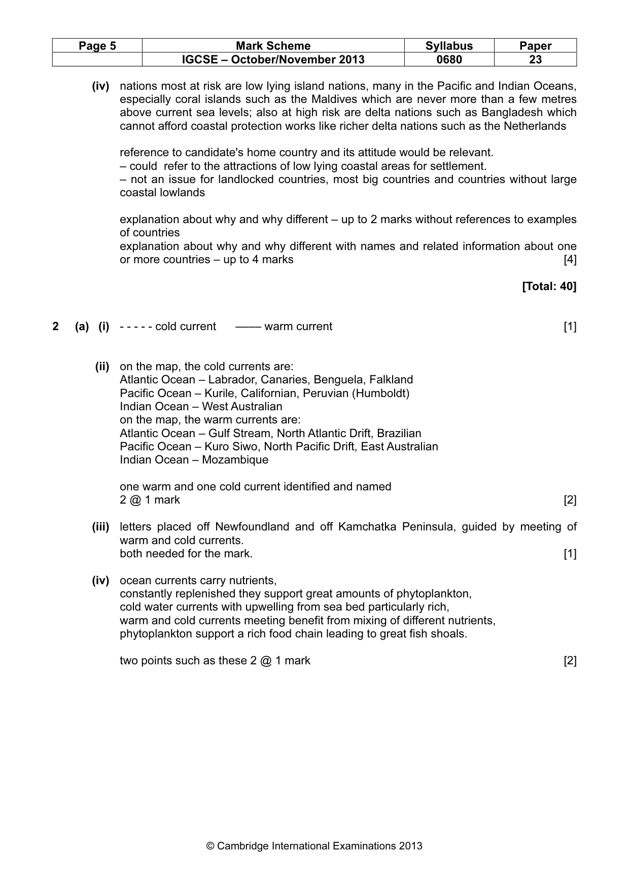 Mark scheme, page 5 of 8