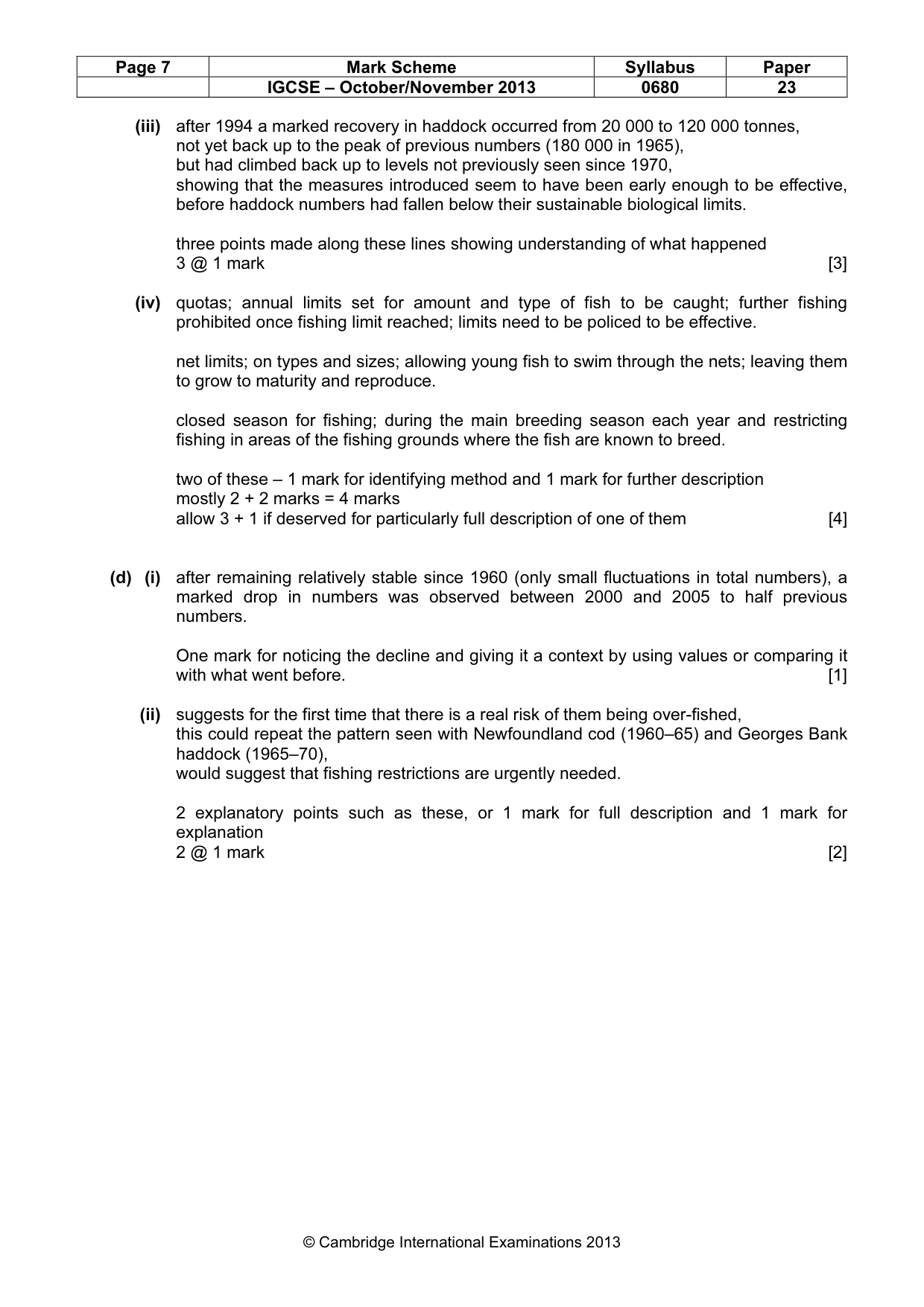 Mark scheme, page 7 of 8