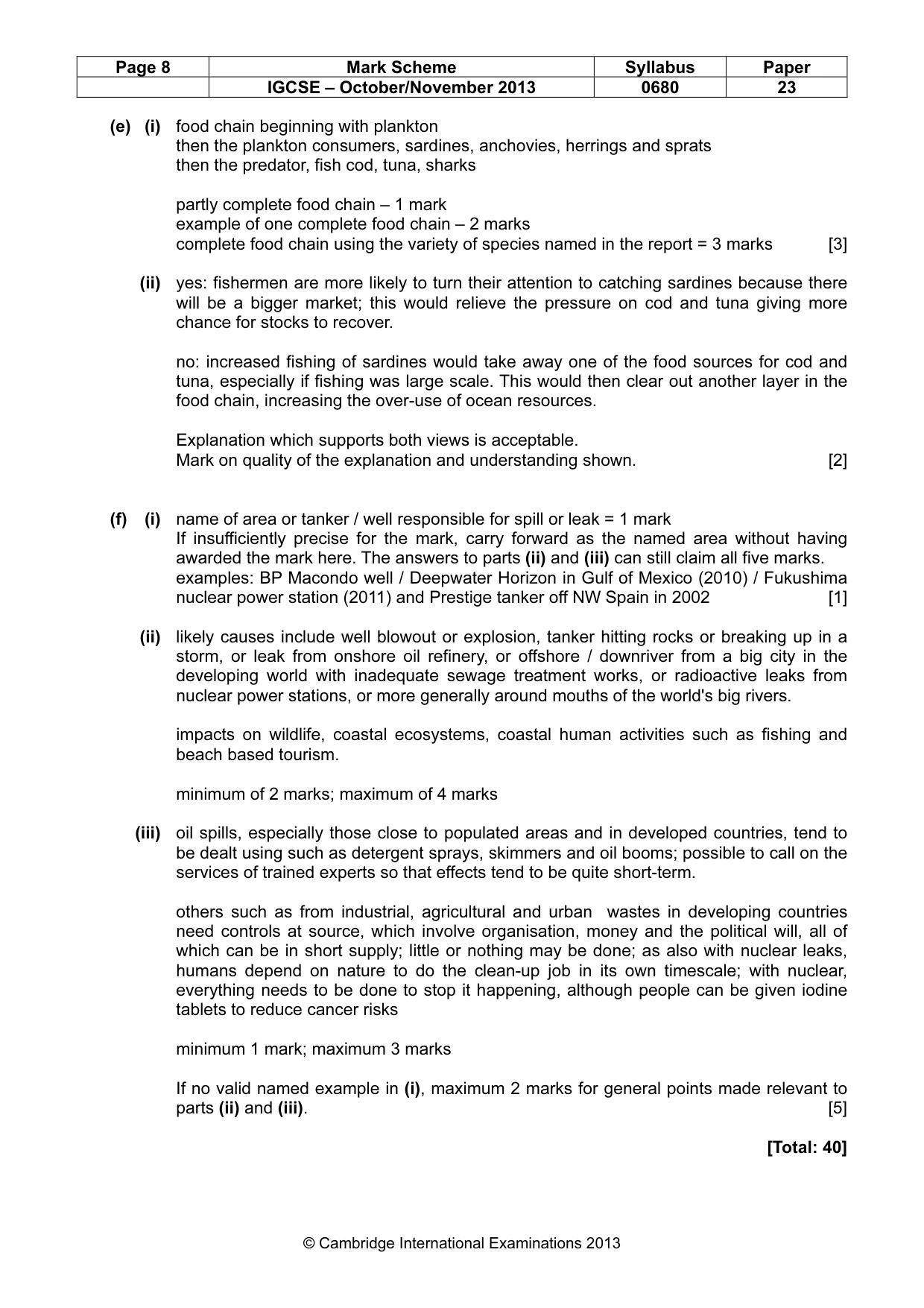 Mark scheme, page 8 of 8